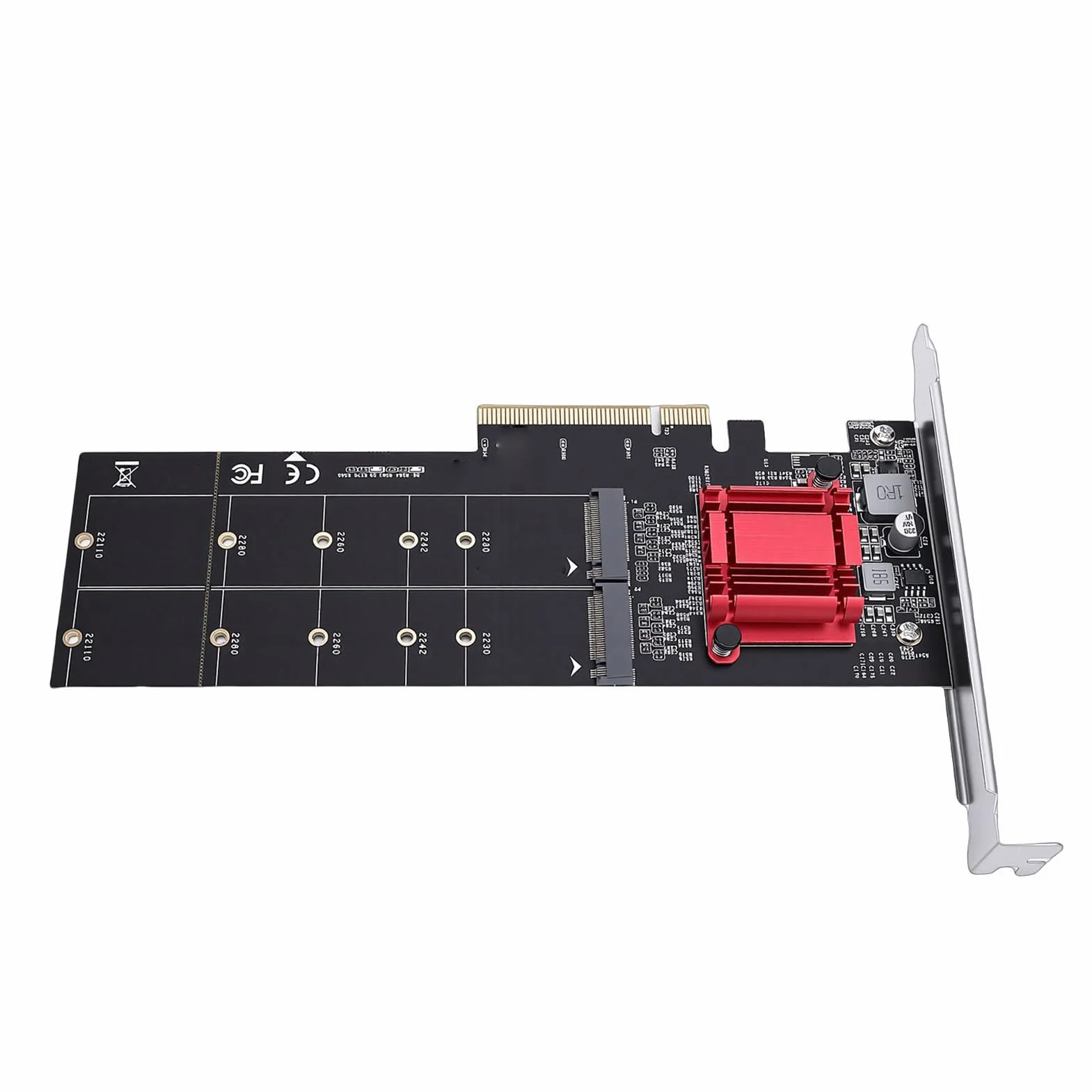 Adapter M.2 NVMe SSD na PCIe 3.1 X8 X16 | Podwójna Karta NVMe dla Klucza M 2230-22110 ze Wspornikiem