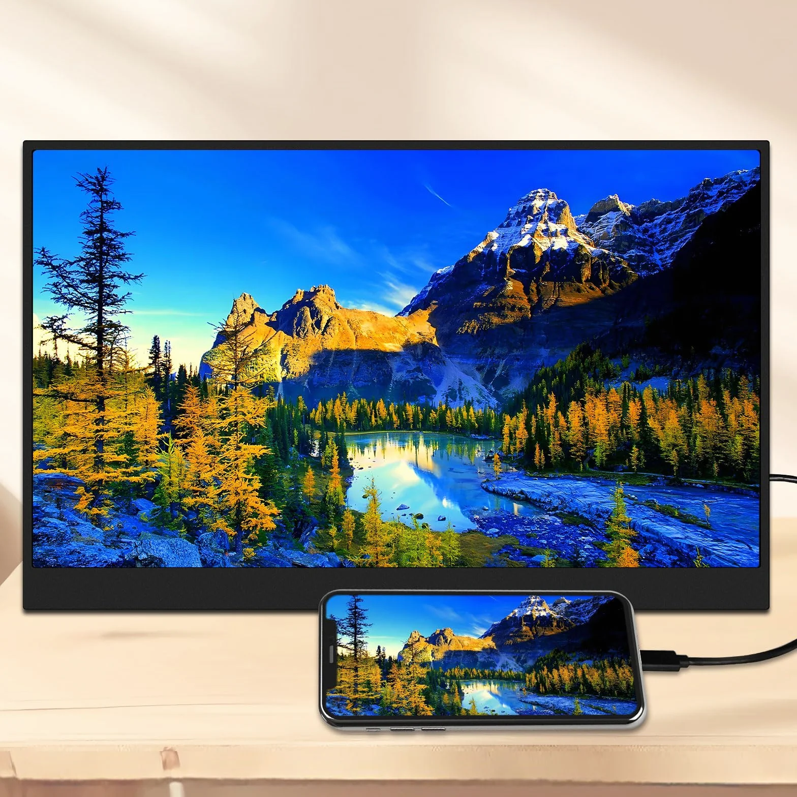 CYCLUS Przenośny monitor 21,5 cala 120 Hz przenośny monitor 1920 x 1080 Full HD IPS Wbudowany ekran obsługuje HDMI USB C do laptopa Konsola do gier, kompatybilny z VESA