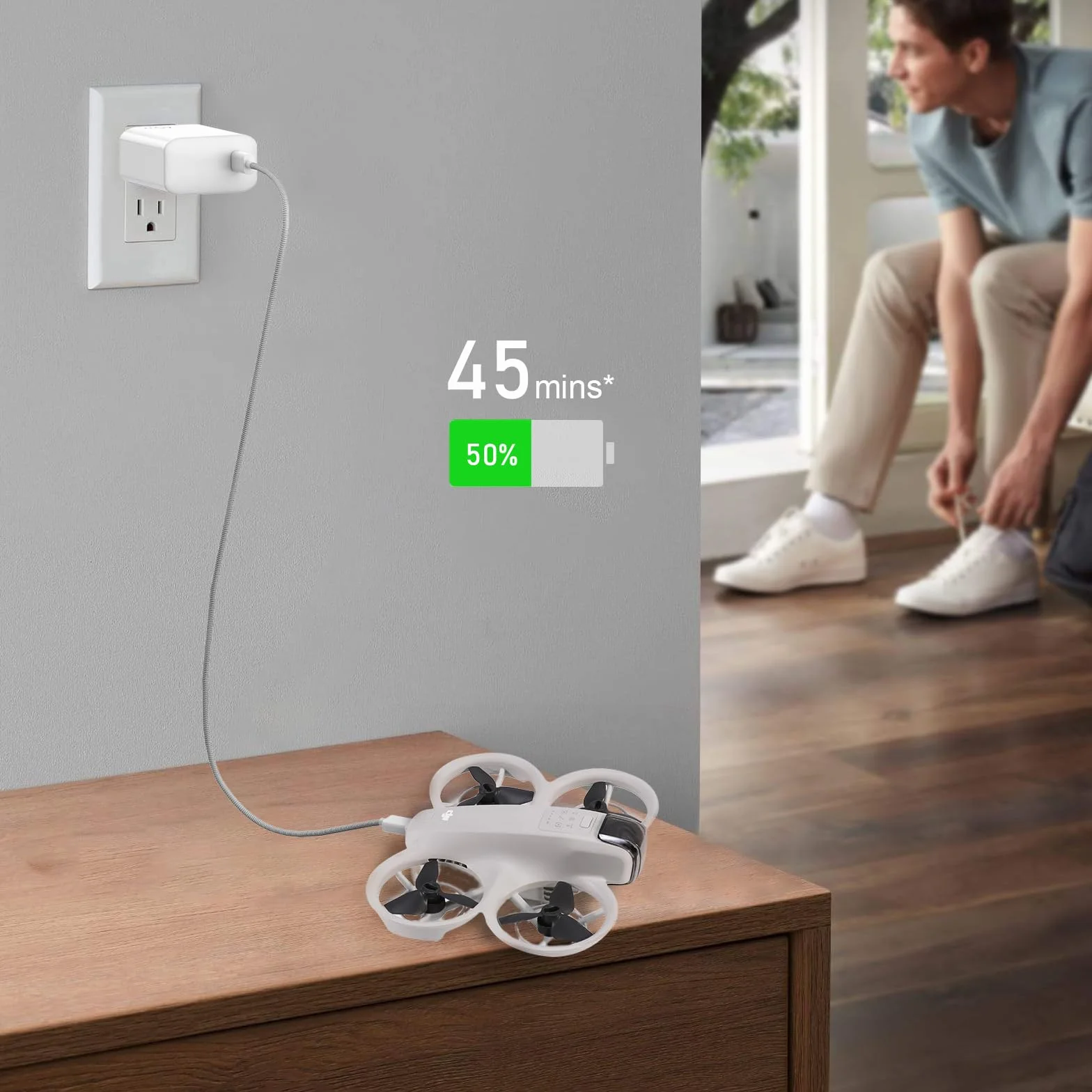FPVtosky Ładowarka USB-C 65 W, zasilacz sieciowy z szybkim ładowaniem, technologia GaN, kompatybilna z DJI Mini 5 Pro/4 Pro / 3 / NEO / 4K / Air 3S/Avata 2, OM Pocket 3, kontroler, z kablem C do C