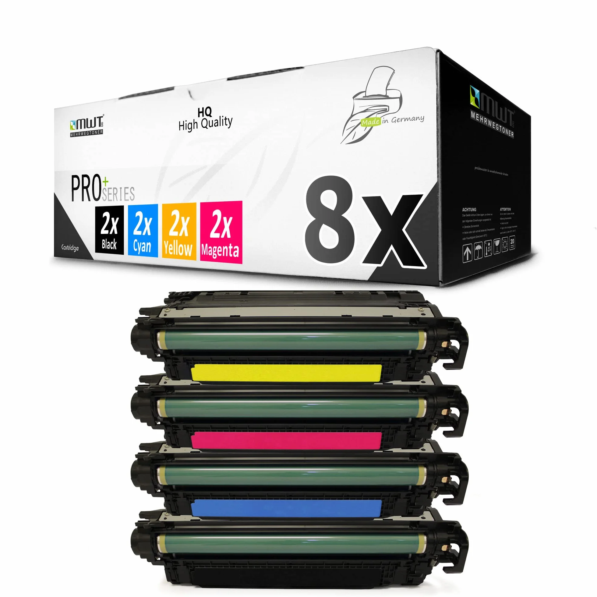 Eurotone Toner w zestawie 8X toner kompatybilny jako zamiennik do HP Color Laserjet Enterprise M652 M653 zastępuje CF460X-63X 656X