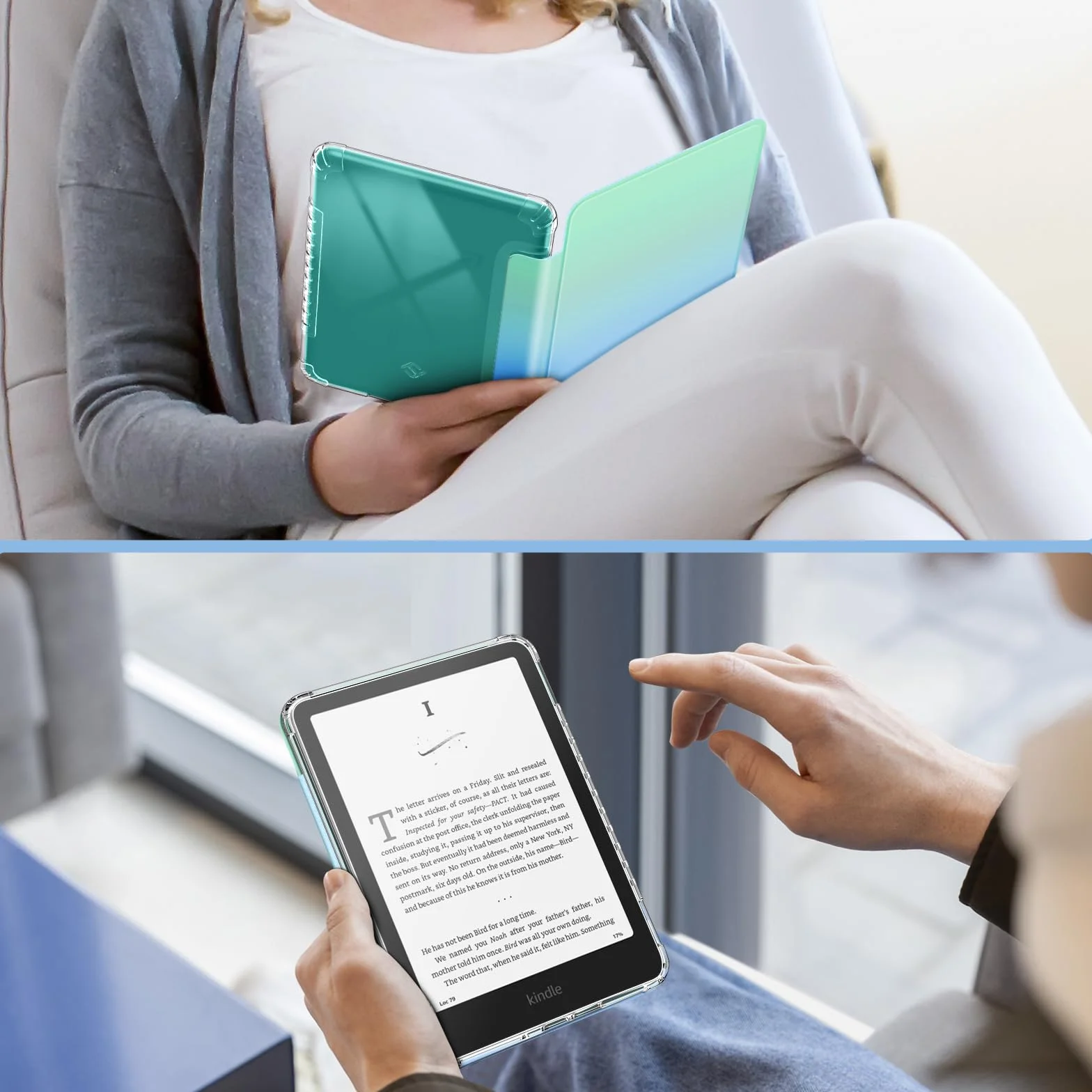 Fintie Etui kompatybilny z 7" Kindle Paperwhite(12. Generacji)- 2024 i Kindle Colorsoft Signature Edition, Przezroczyste Miękkie Etui z TPU z Funkcją Automatyczne Uśpienia/Wybudzenia, Gradient Kolorów