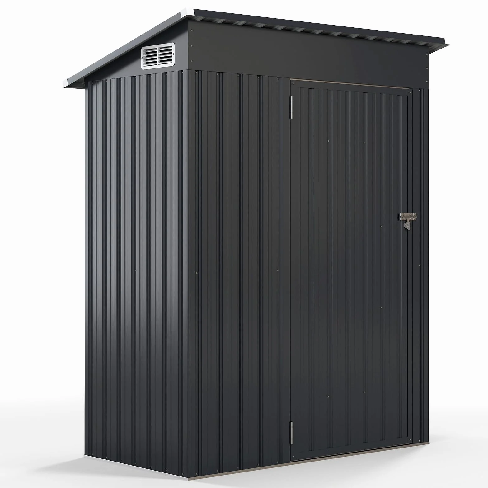COSTWAY Domek ogrodowy metalowy, 150 x 90,5 x 185 cm | 1,5 m³, z dachem jednospadowym i drzwiami, szopa