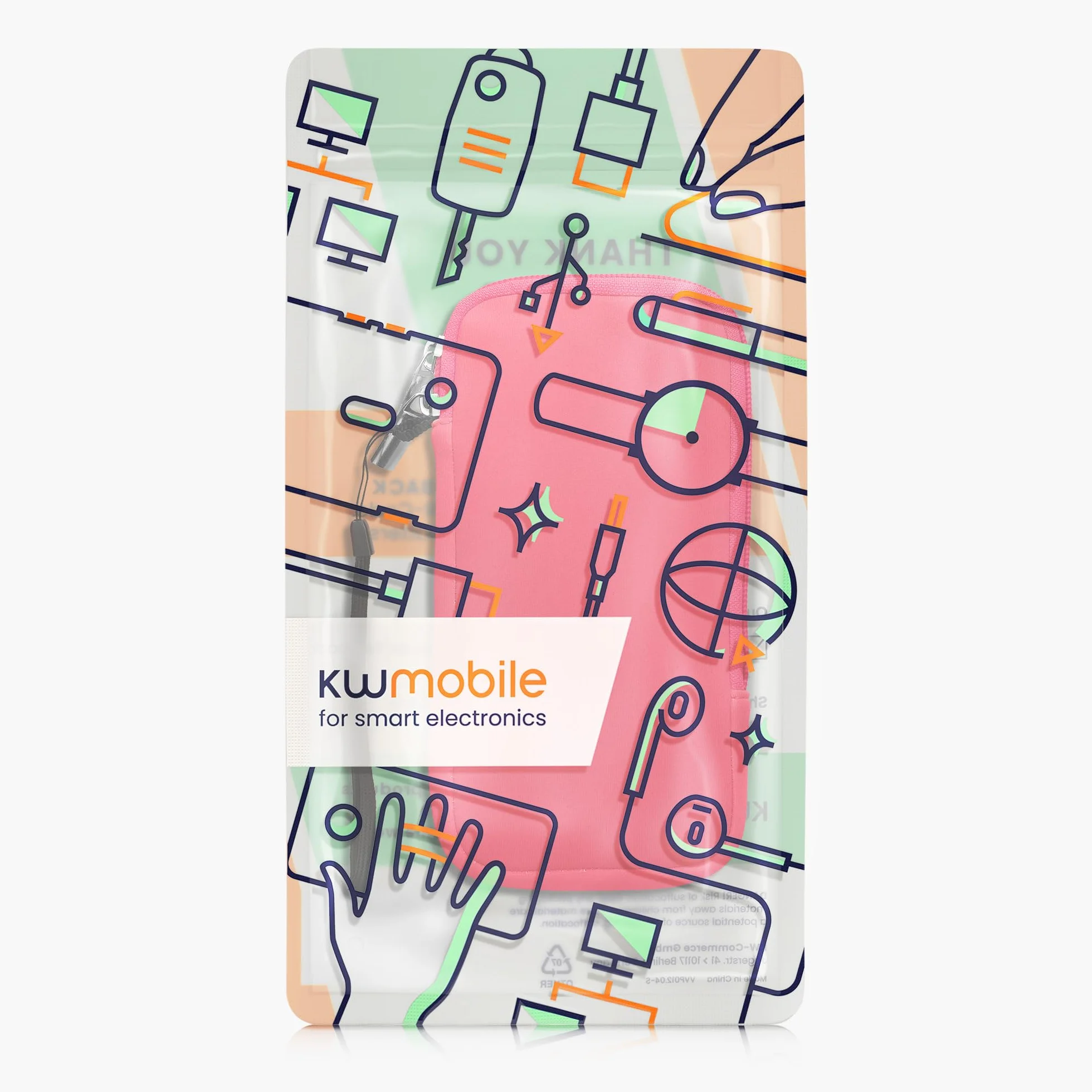 kwmobile Uniwersalny futerał na smartfona XL 6,7/6,8" neoprenowy różowy fluorescencyjny