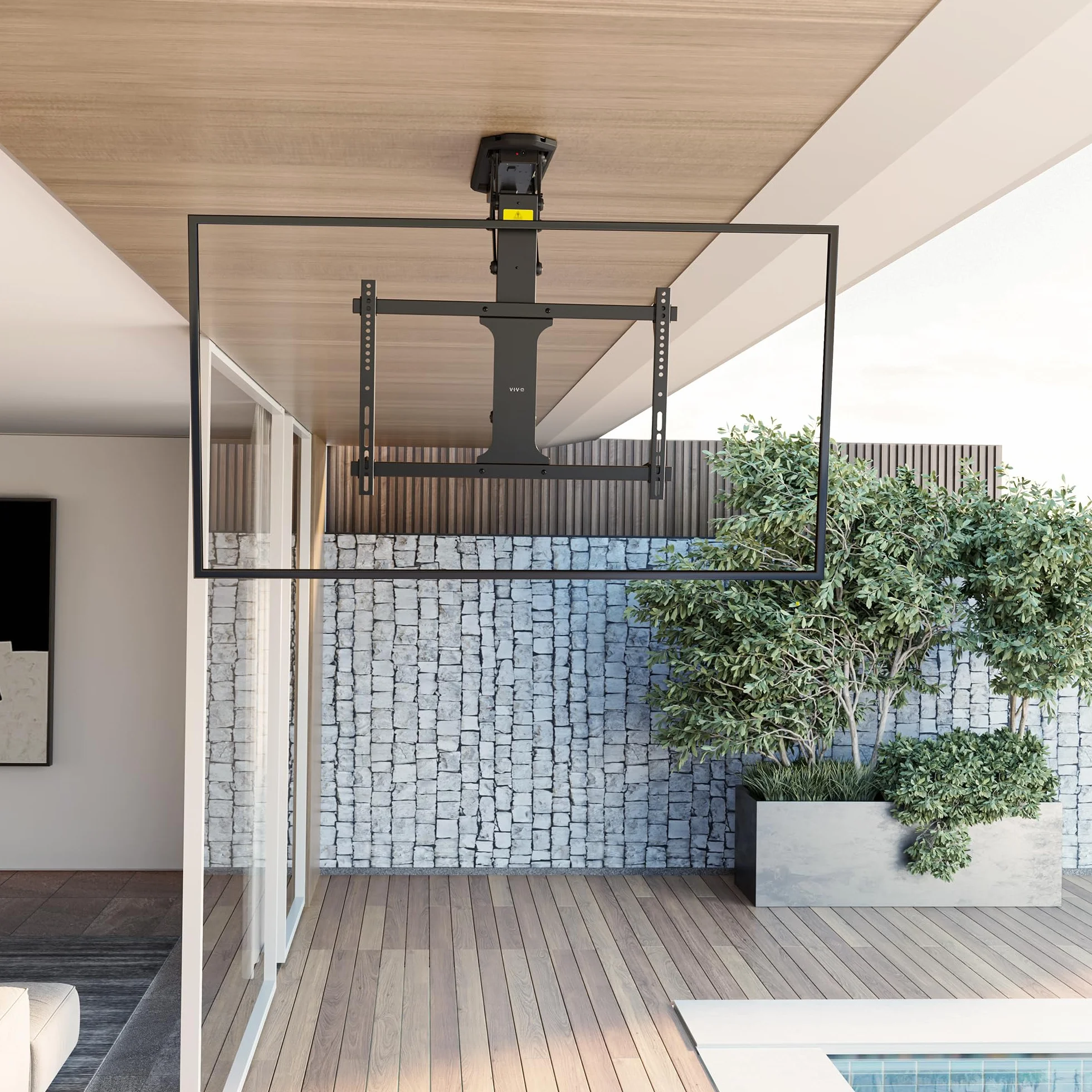 VIVO Elektryczny uchwyt sufitowy na telewizor do ekranów 32 do 70 cali, duży składany zmotoryzowany dach spadzisty uchwyt VESA, Master Pack, MOUNT-E-FD70