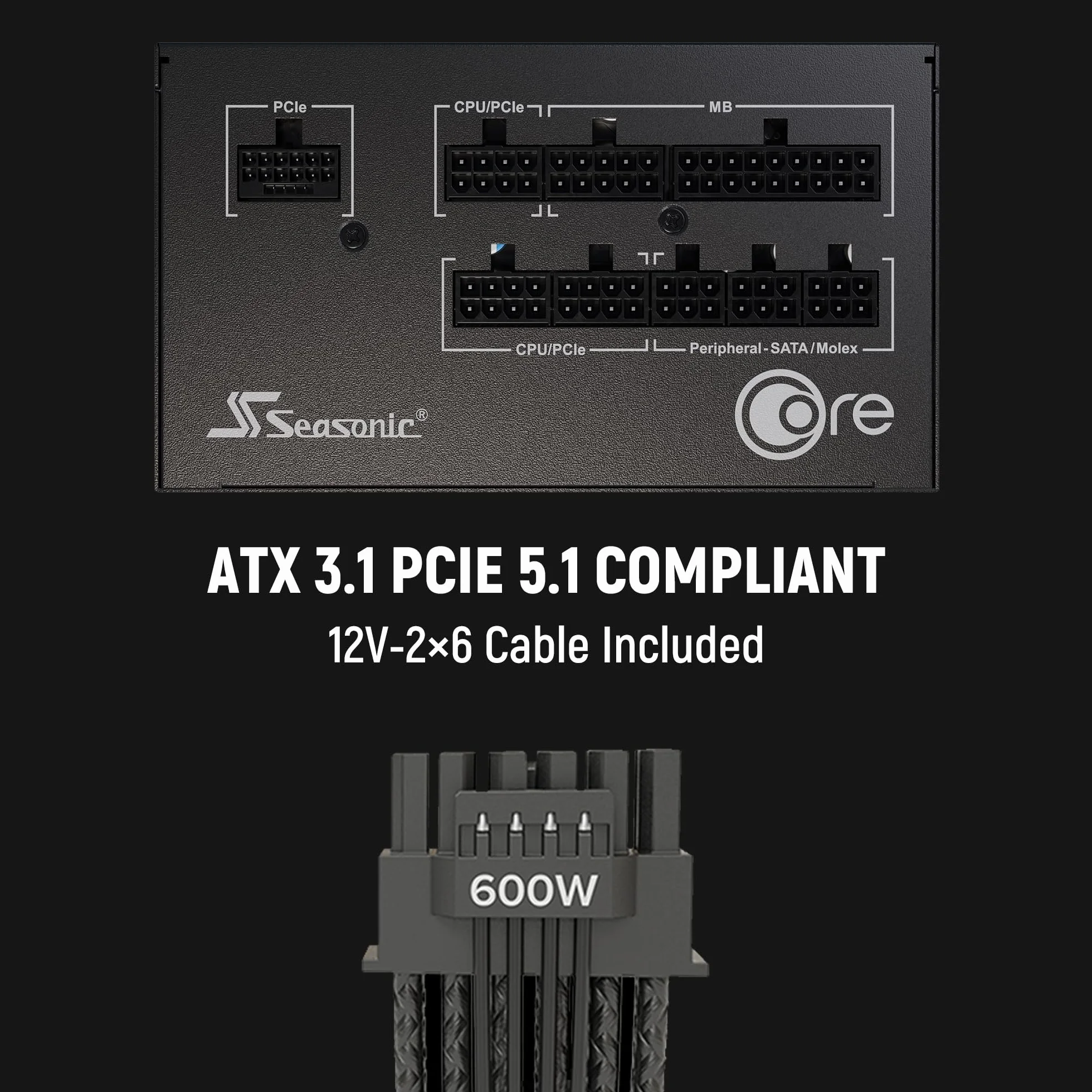 Zasilanie+ATX+Seasonic+Core+GX+V2+2024+-+850W+%28Bia?y%29 | Certyfikat 80 Plus Gold i Cybenetics Platina, w pełni modułowy, 12V-2x6, RTX 5080 AMD RX 9000 Ready, 7 lat