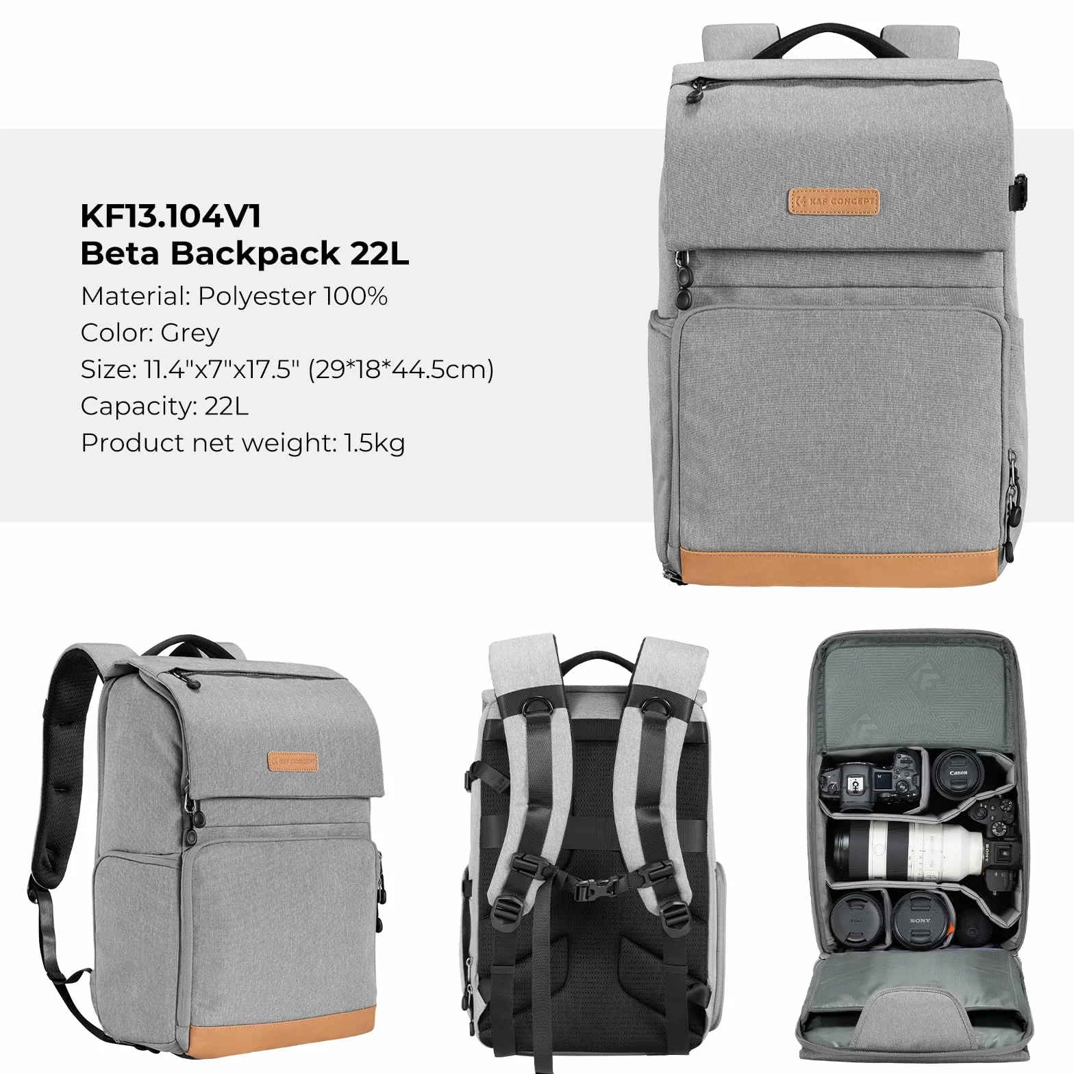 K&F Concept® Plecak na aparat 3 w 1 w kontrastującym kolorze