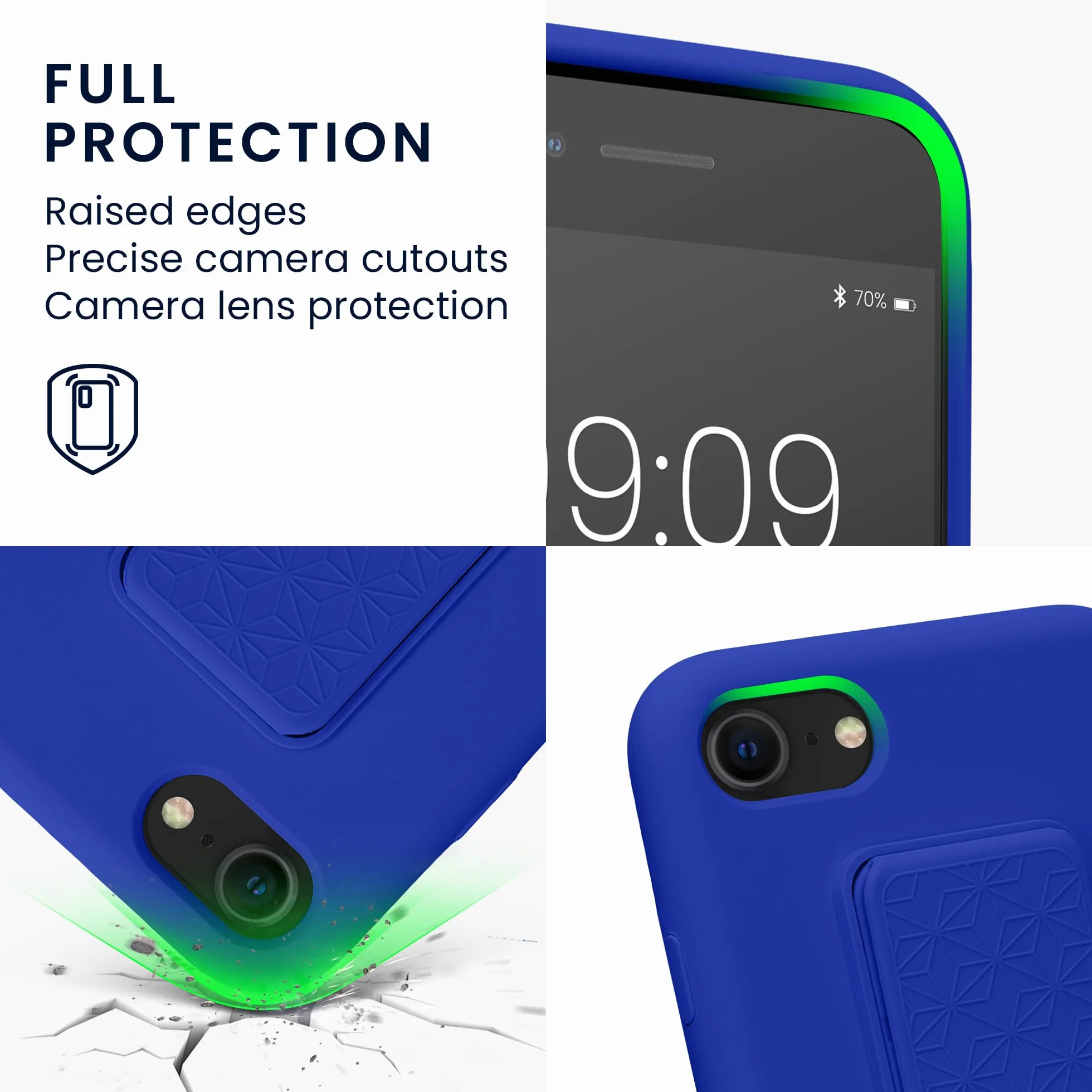 kwmobile Etui kompatybilne z Apple iPhone SE (2022) / iPhone SE (2020) / iPhone 8 / iPhone 7 - Etui z paskiem na rękę i podstawką, miękka silikonowa powłoka TPU - Baltic Blue