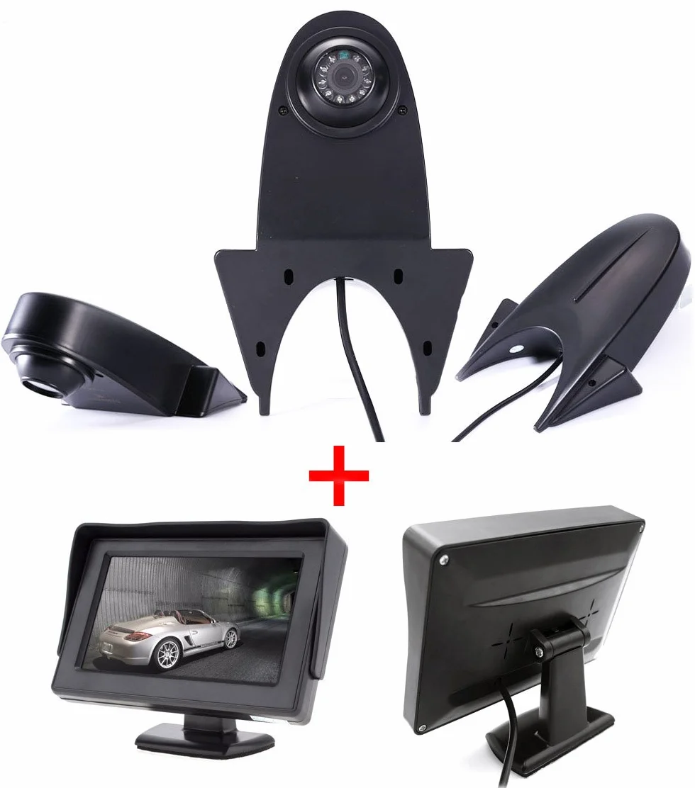Kamera cofania samochodu z widocznością w nocy, 12 diod LED, kąt 170°, wodoszczelna, system cofania + 4,3" LCD Auto Monitor do Citroen Berlingo Jumper Jumpy Nemo Dacia Dokker Van Nissan Navara HD