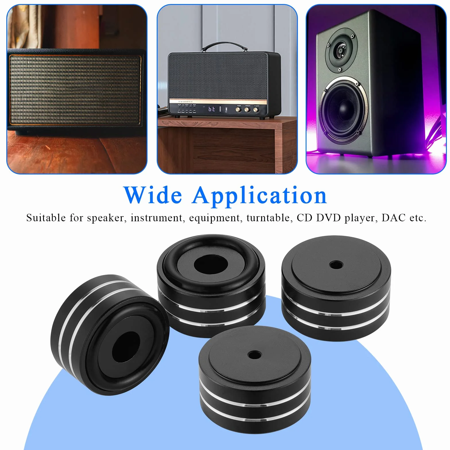 4 szt. izolacyjne nóżki głośnikowe zderzaki, aluminiowy stojak izolacyjny głośnika HiFi AMP, do kina domowego, elektroniki, sprzętu audio