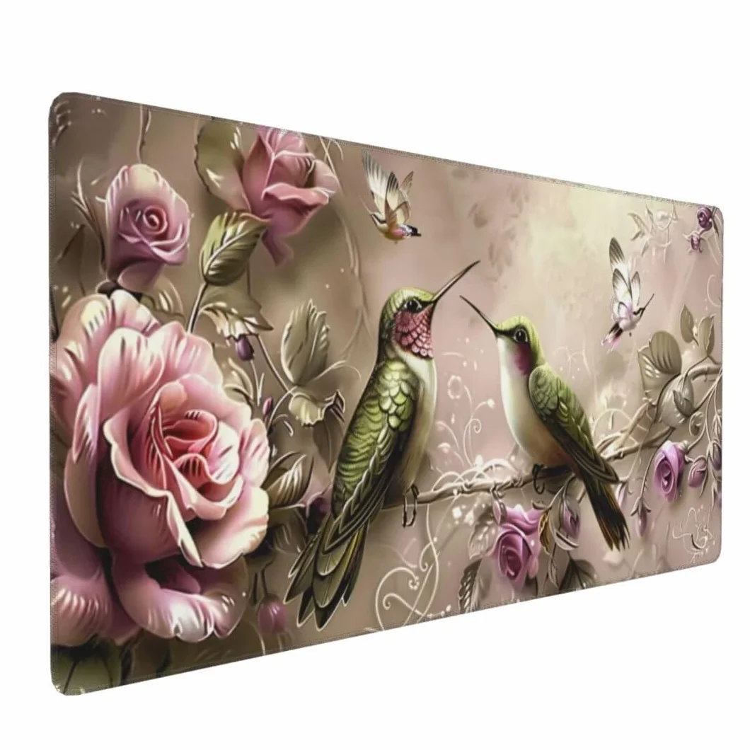 Podkładka pod mysz retro, gamingowa podkładka pod mysz XXL, 1200 x 600 x 3 mm, podkładka na biurko, duża podkładka pod mysz, ptak, miękka, gładka powierzchnia i antypoślizgowa gumowa podstawa,