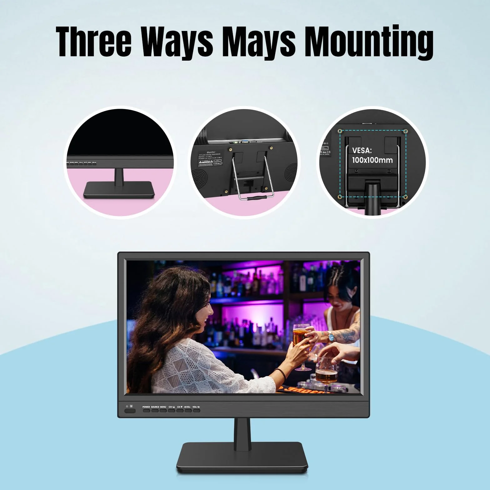 KCR 17-calowy monitor LED FHD 1920 * 1080 | Wejście HDMI VGA, wbudowane głośniki, częstotliwość odświeżania 75 Hz, czas reakcji 5 ms