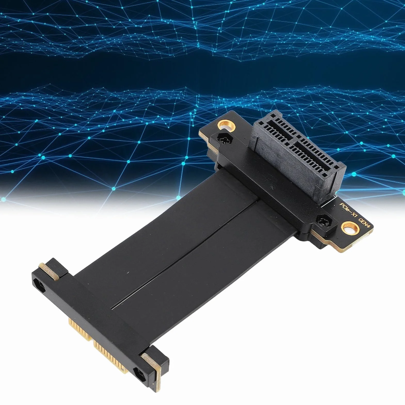 Fyearfly PCIe 4.0 X1 przedłużacz Riser Extension Kabel Straight to 90° do M.2 WiFi Firewire USB 2.5G kart dźwiękowych i dysków twardych (5 cm)