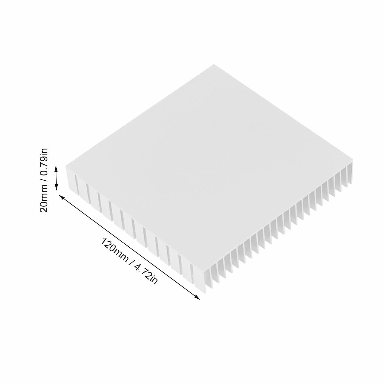 Moduł radiatora, 120 mm x 120 mm x 20 mm, uniwersalny radiator aluminiowy o wysokiej wydajności do płytki drukowanej do tranzystorów (biały)