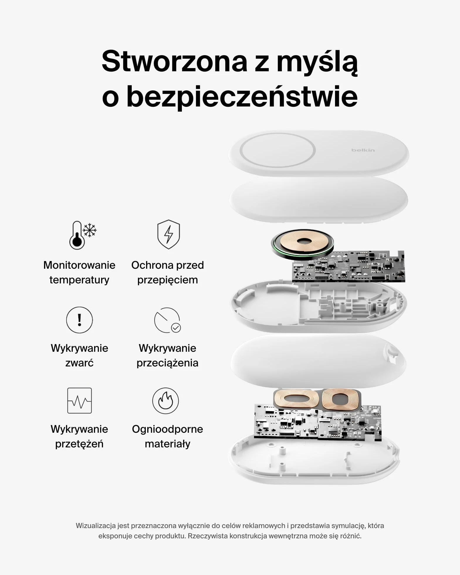 Belkin BoostCharge magnetyczna, składana ładowarka Qi2 bezprzewodowa 15 W, zgodna z MagSafe, szybkie ładowanie Qi2 dla iPhone’a serii 16/15/14/13, obsługa trybu czuwania, zasilacz w zestawie – biała