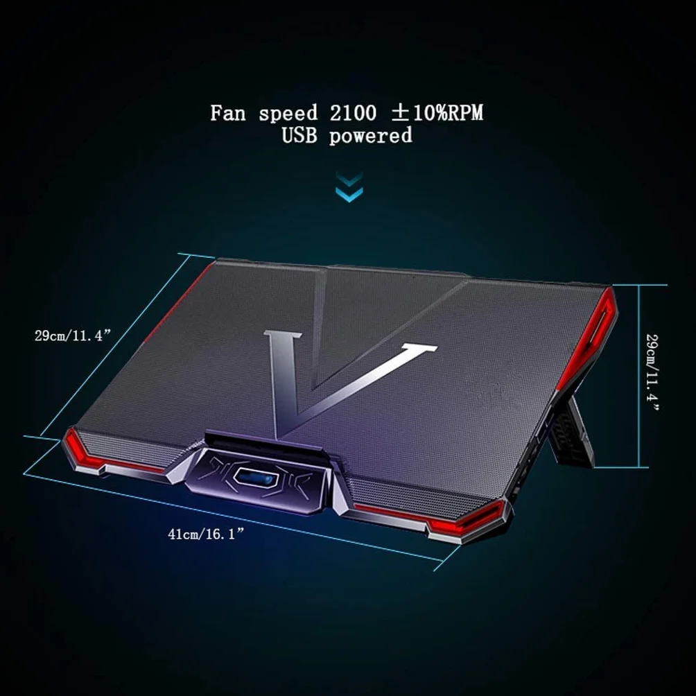 Chłodziarka Laptopa Podkładka Chłodząca Do Laptopa I Notebooka Z 5 Wentylatorami Przy 2100 Obr./min LED Chłodzenie Pasuje Chłodziarki 12 "-17" Stojak