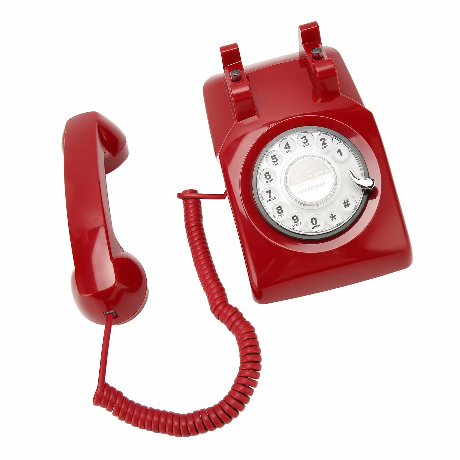 Cryfokt Cryfokt Vintage Obrotowy Telefon Nostalgiczny Telefon Retro z Mechanicznym Głośnikiem Dzwonka do Domowego Hotelu Biurowego (Beżowy) (Beżowy) (czerwony)