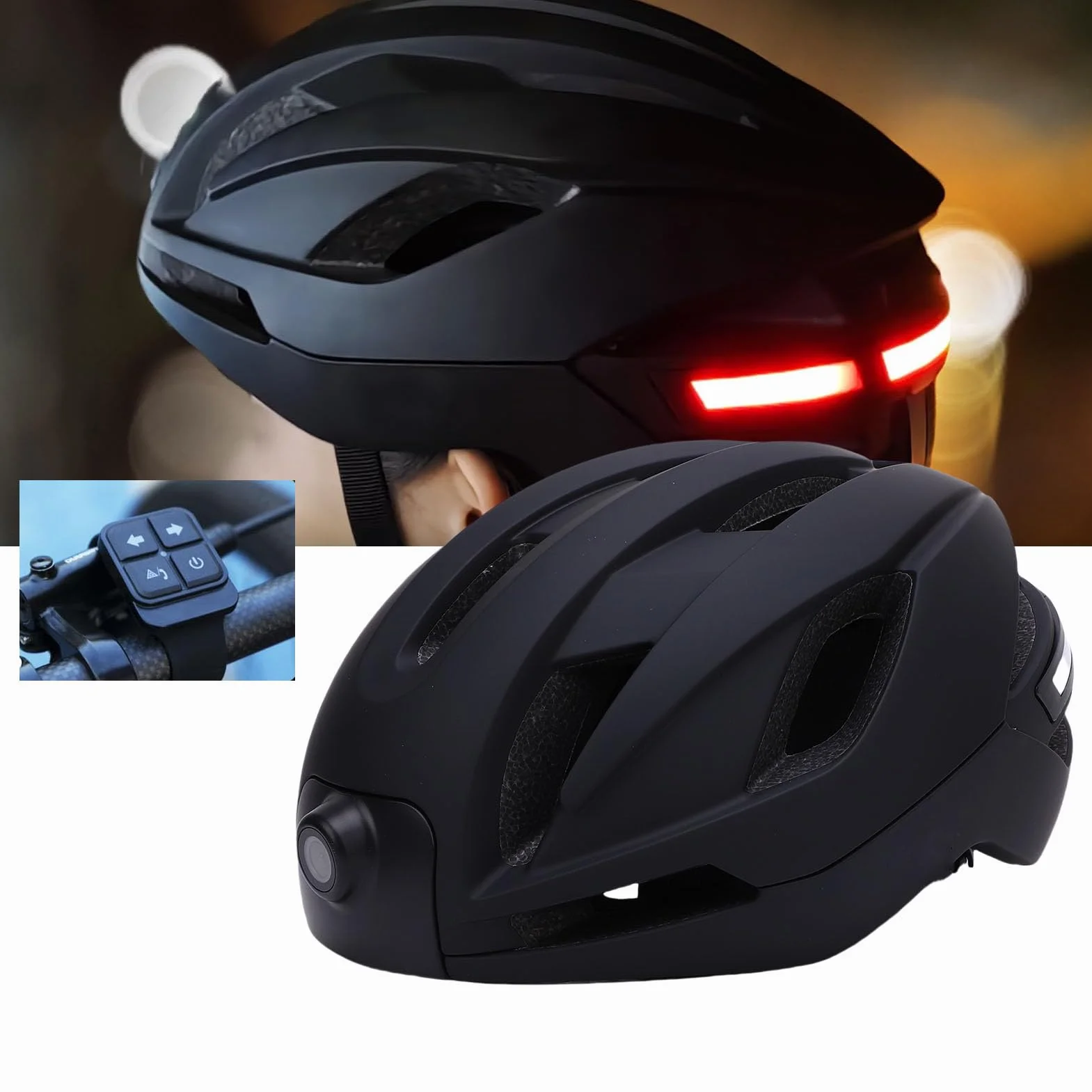Cuifati Inteligentny Kask Bluetooth, 1080p HD Camera Połączenie Wi -Fi Smart Cycling Helask z Obiektywem o Szerokości 170 °, Hełm Rowerowy z kamerą do Jazdy EBike Electric Scooter