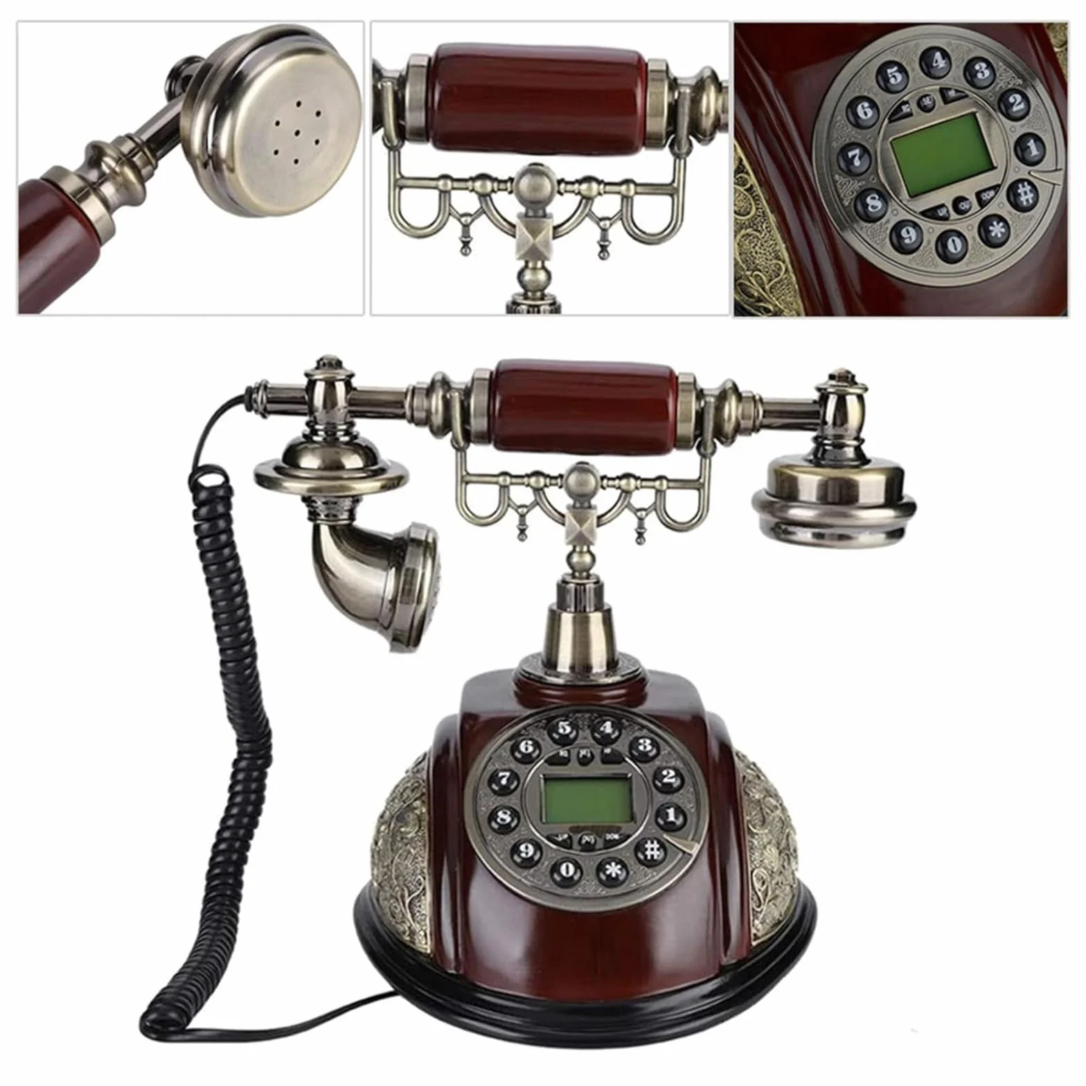 Telefon Przewodowy W Stylu Vintage, Telefon Stacjonarny W Stylu Retro, Staroświecki Telefon Stacjonarny Na Biurko Z Podświetlanym Wyświetlaczem, Regulowana Głośność Dzwonka, Do Domu, Biura