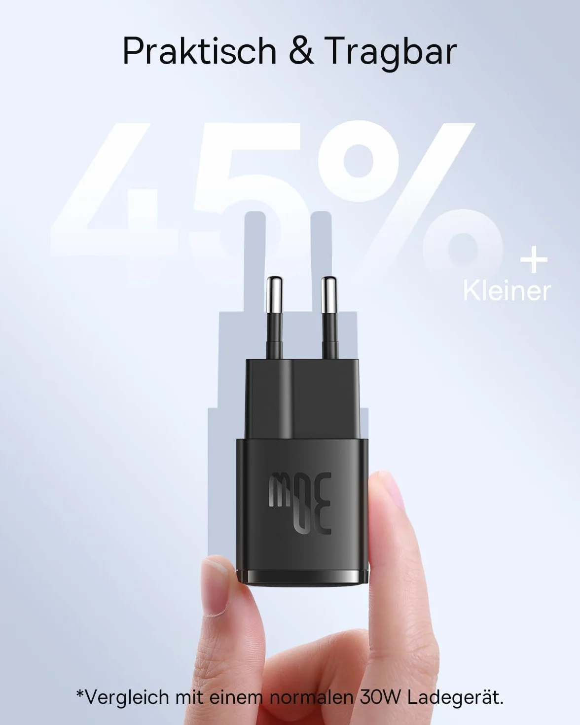Baseus Ładowarka USB C 30 W, szybka ładowarka zasilacz sieciowy iPhone 17 16 15 14 13 12 11 Pro Max, Galaxy 25 24, ładowarka do telefonu komórkowego, wtyczka USBC, adapter do szybkiego ładowania