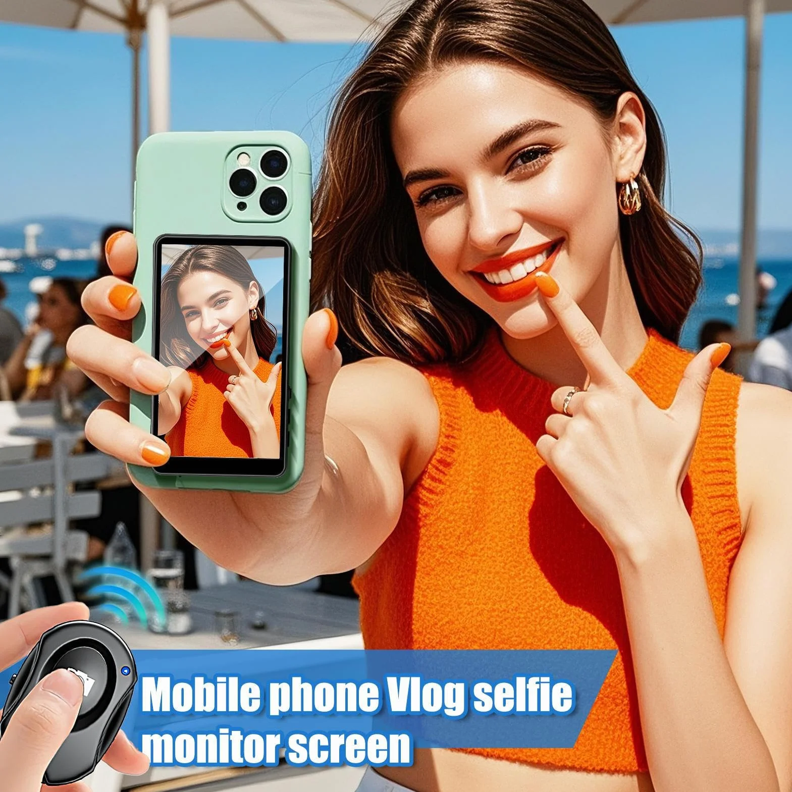Monitor Kamery Tylnej Bezprzewodowy Monitor do Selfie z Nagrywaniem | Przenośne Akcesoria do Nagrywania Vlogowania i Fotografii Smartfonem Domowe i Podróżne