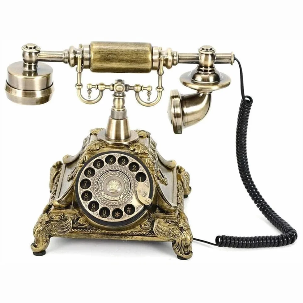 Telefon Zabytkowy, Klasyczny, Modny, Europejski, Antyczny, Retro, Z Żywicy, Zabytkowy, Przewodowy, Telefon Stacjonarny, Biurkowy, Z Tarczą Obrotową, Telefon Domowy I Biurowy