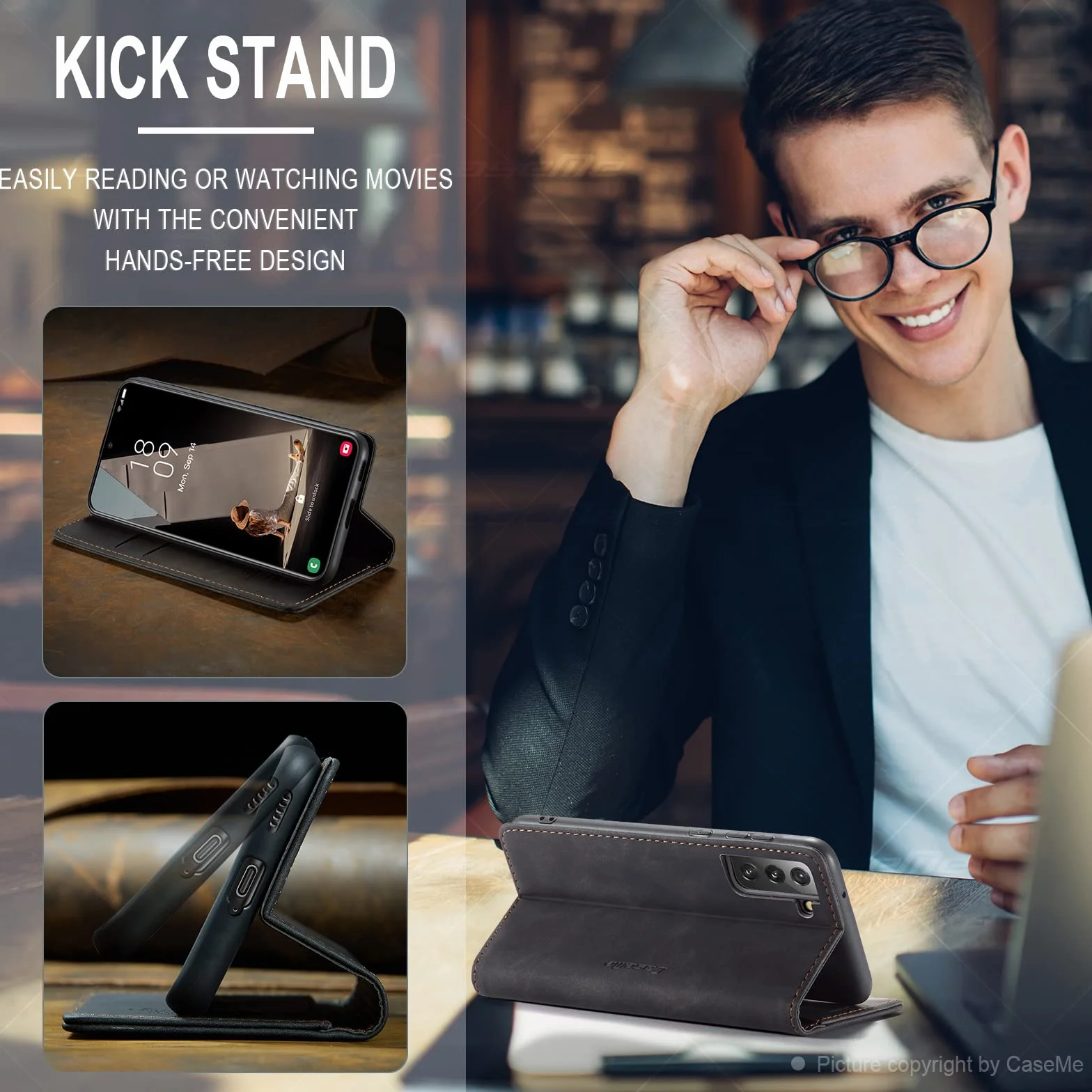 Etui do Samsung Galaxy S21 FE, Szczelina na karty, podpórka, Odporny na wstrząsy, premium ze skóry PU portfel, Flip Magnetyczny Skórzane etui do Samsung Galaxy S21 FE-Czarne