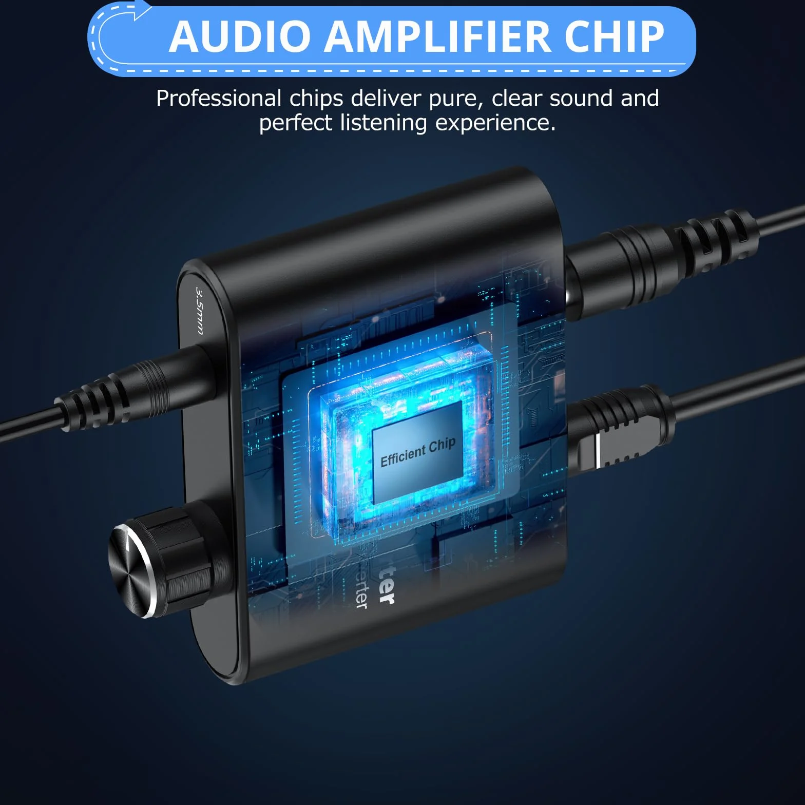 CAMWAY Konwerter DAC 192 kHz, SPDIF na 3,5 mm AUX, optyczny na 3,5 mm Toslink adapter audio z regulacją głośności, cyfrowo-analogowy konwerter audio do telewizora, słuchawek, głośników i innych