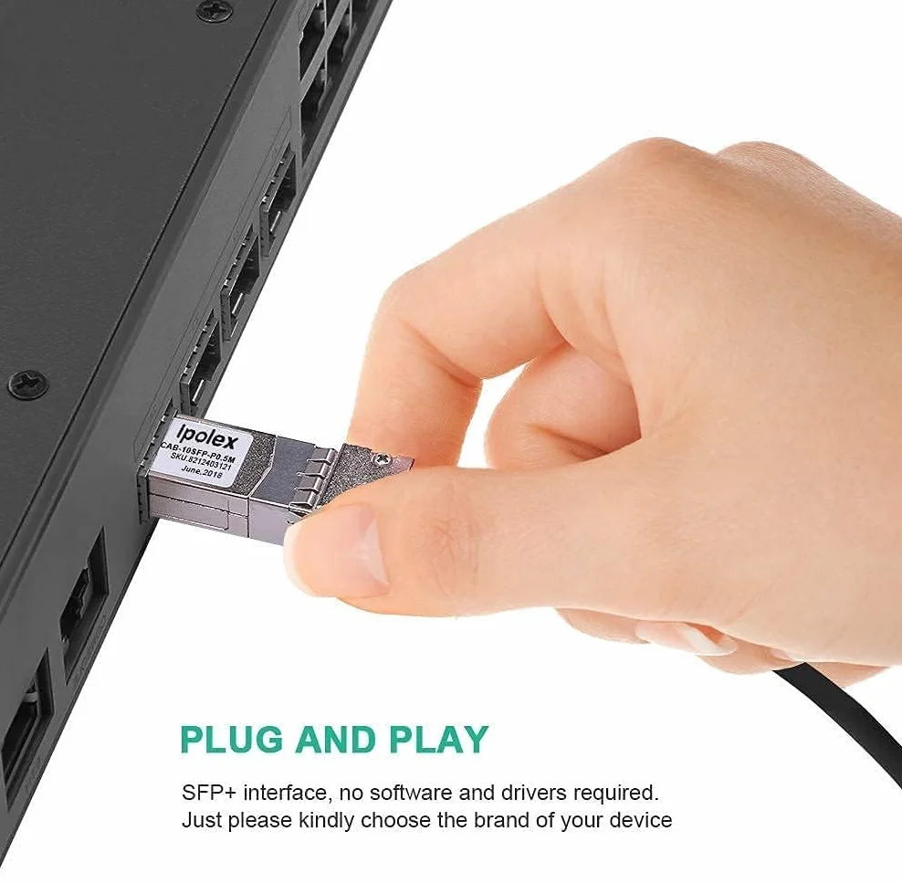 ipolex 1 PC 10Gb SFP+ kabel, 10GBASE-CU Direct Attach Copper(DAC) Pasywny kabel Twinax Kompatybilny z Cisco, Ubiquiti UniFi UC-DAC-SFP+, Meraki, Mikrotik i innymi otwartymi przełącznikami. 0,25 m/0,82