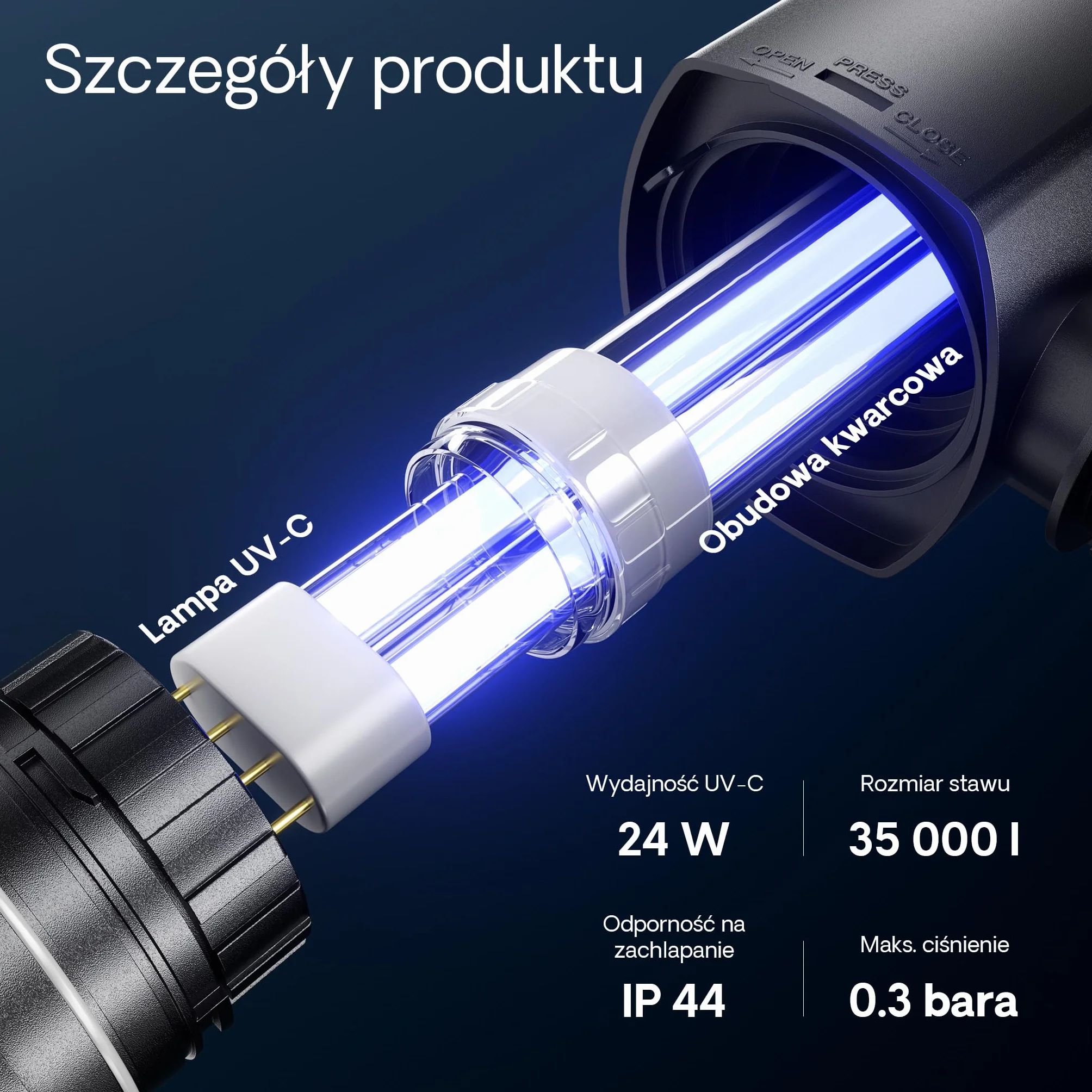 Wiltec wysokowydajny oczyszczacz do stawów lampa UV 24 W CUV-224