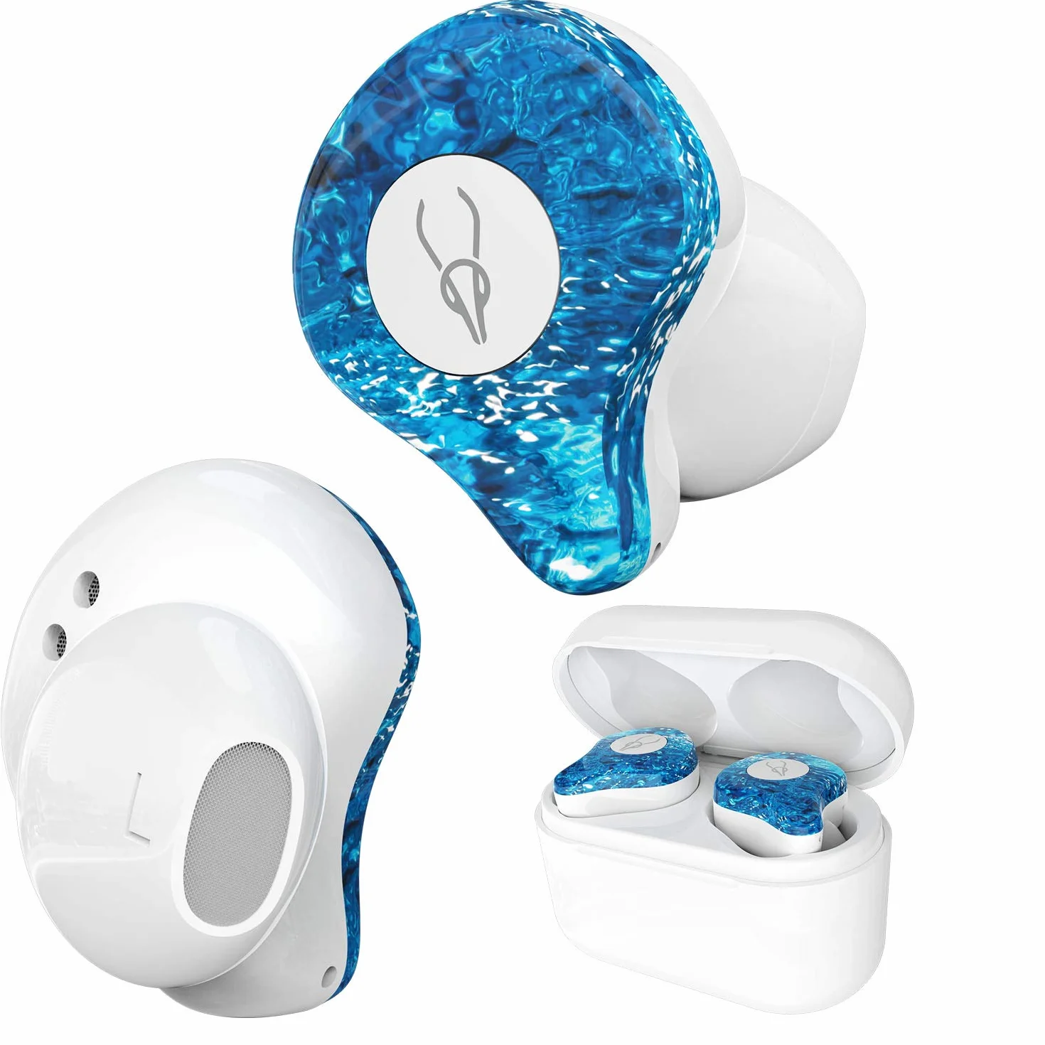 Prawdziwe bezprzewodowe słuchawki douszne, bezprzewodowe słuchawki Bluetooth 5.0, głęboki bas, stereo z redukcją szumów, odporne na pot słuchawki Bluetooth TWS, bezprzewodowe słuchawki z przenośnym pudełkiem do ładowania (grad)
