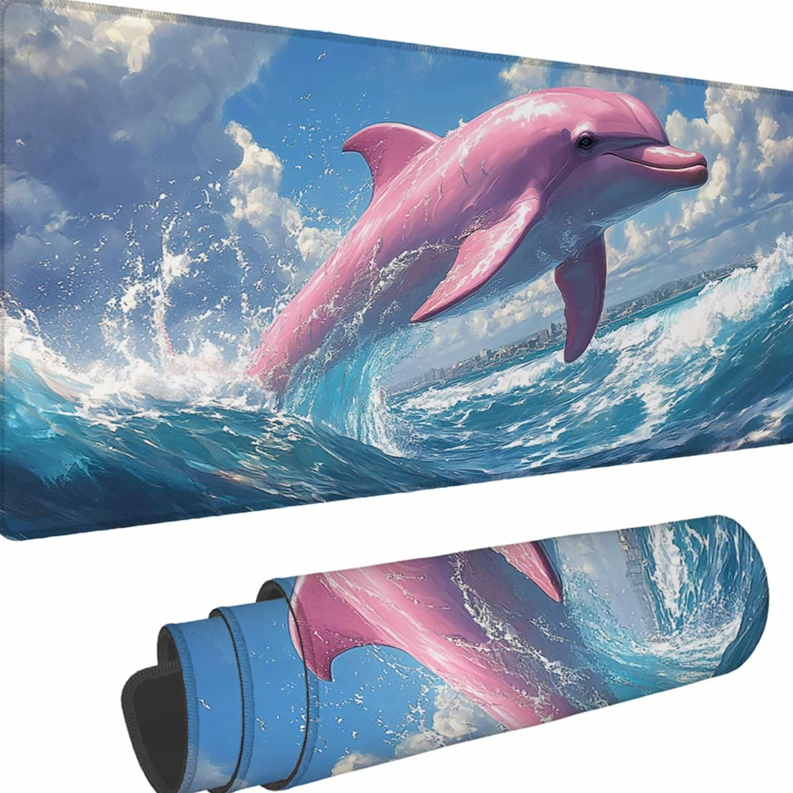 Gamingowa podkładka pod mysz 1200 x 600 x 3 mm, XXL, wodoszczelna, odporna na ścieranie, z przyszytymi krawędziami, niebieska, podkładka na biurko, poprawia prędkość i precyzję pod laptopa, komputera