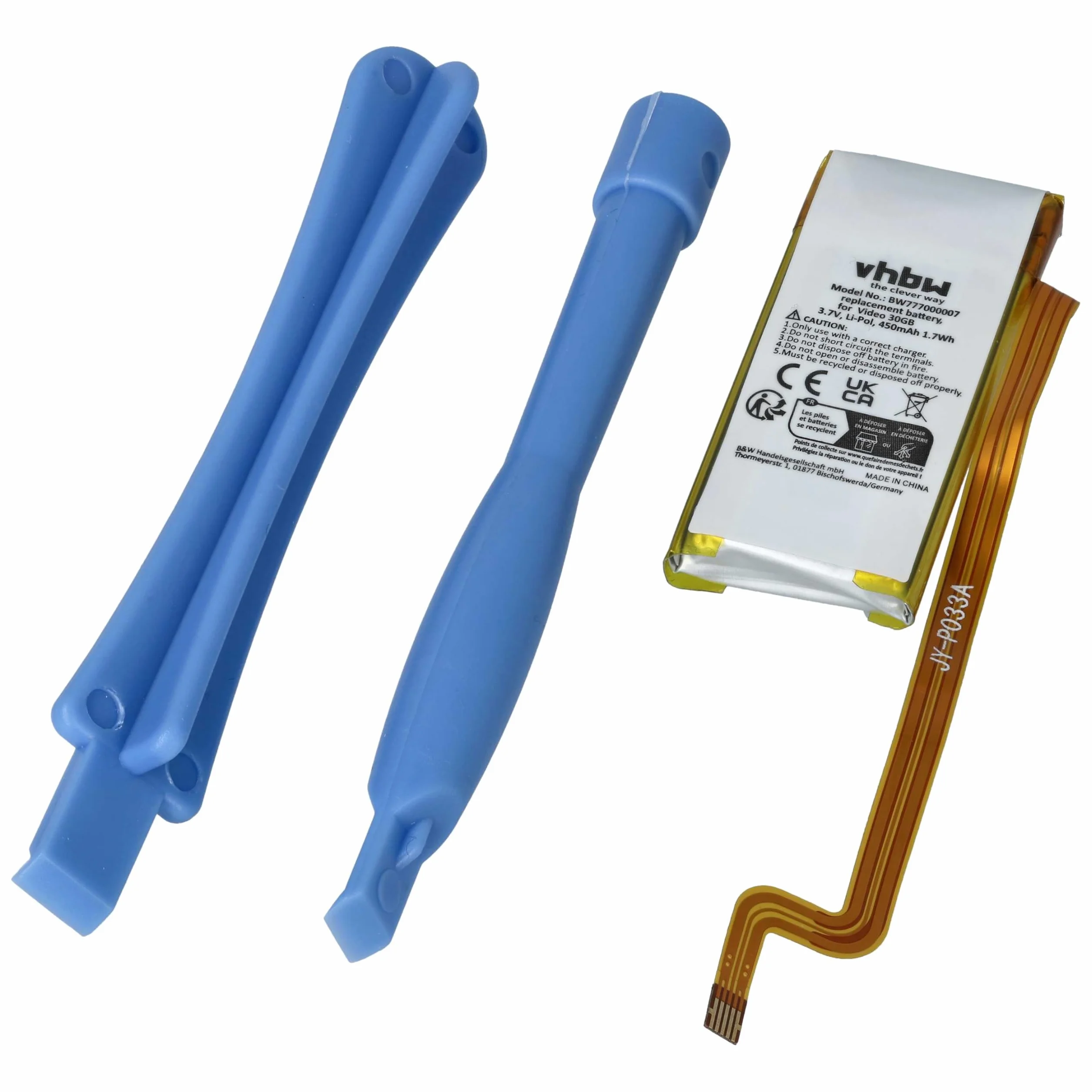 vhbw Bateria kompatybilna z Apple iPod MA002X/A, A1036, G5 30 GB, MA002CH/A odtwarzacz MP3 (450 mAh, 3,7 V, litowo-polimerowy)