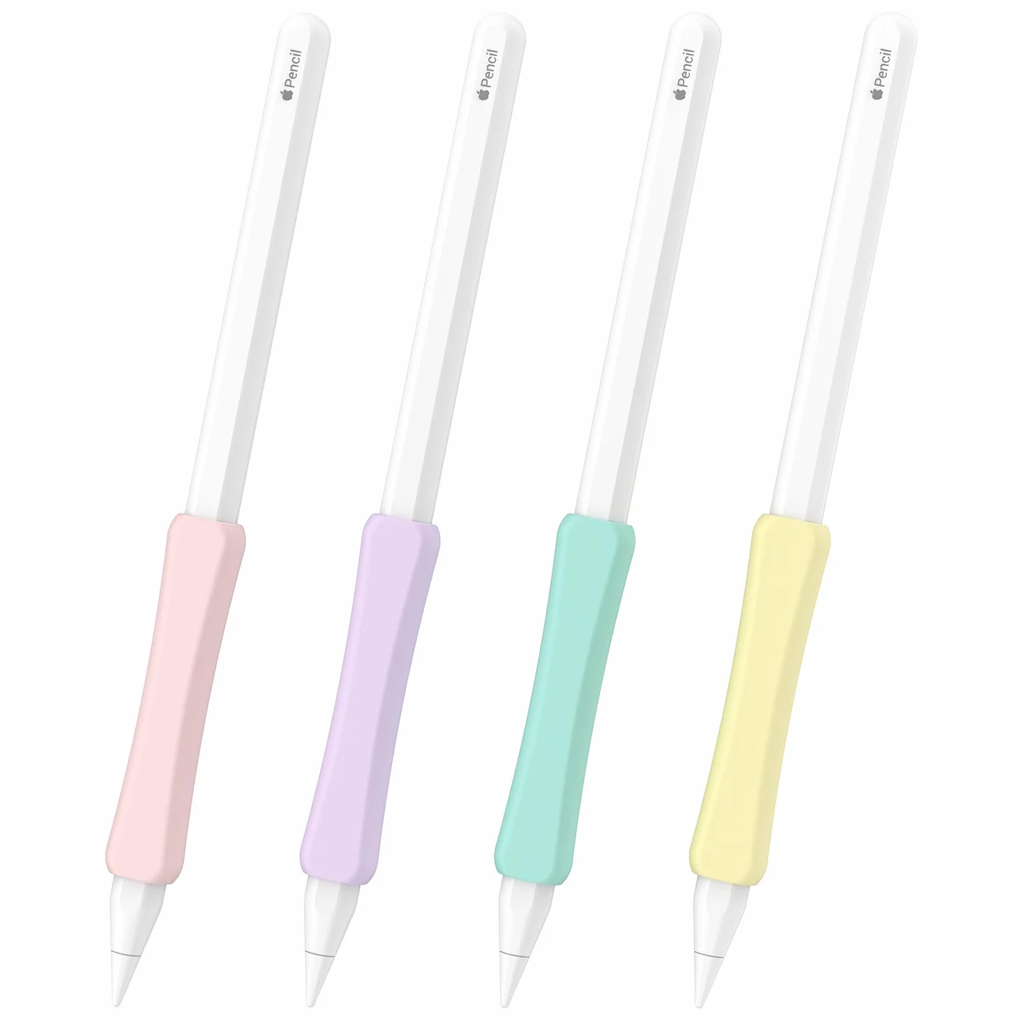 Silikonowy uchwyt, 4 sztuki, kompatybilne z Apple Pencil 2. generacji, Apple Pencil Pro i Apple Pencil USB-C ergonomiczny uchwyt (różowy/fioletowy/żółty/turkusowy)