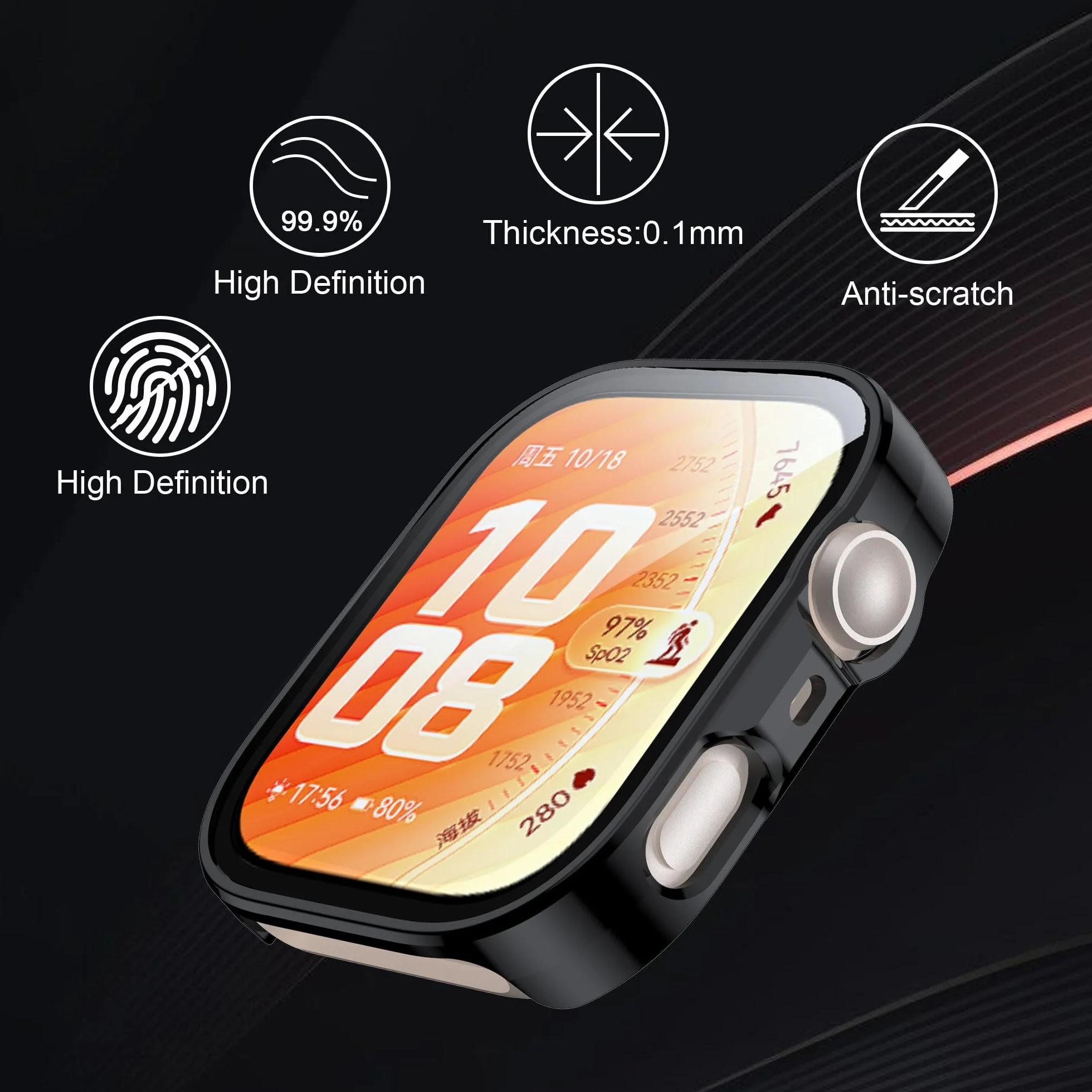 2 sztuki etui do Huawei Watch Fit 5 Pro etui ochronne z osłoną ekranu, twardy PC 360° Ultra cienki pokrowiec ochronny odporny na zarysowania pyłoszczelny - przezroczysty