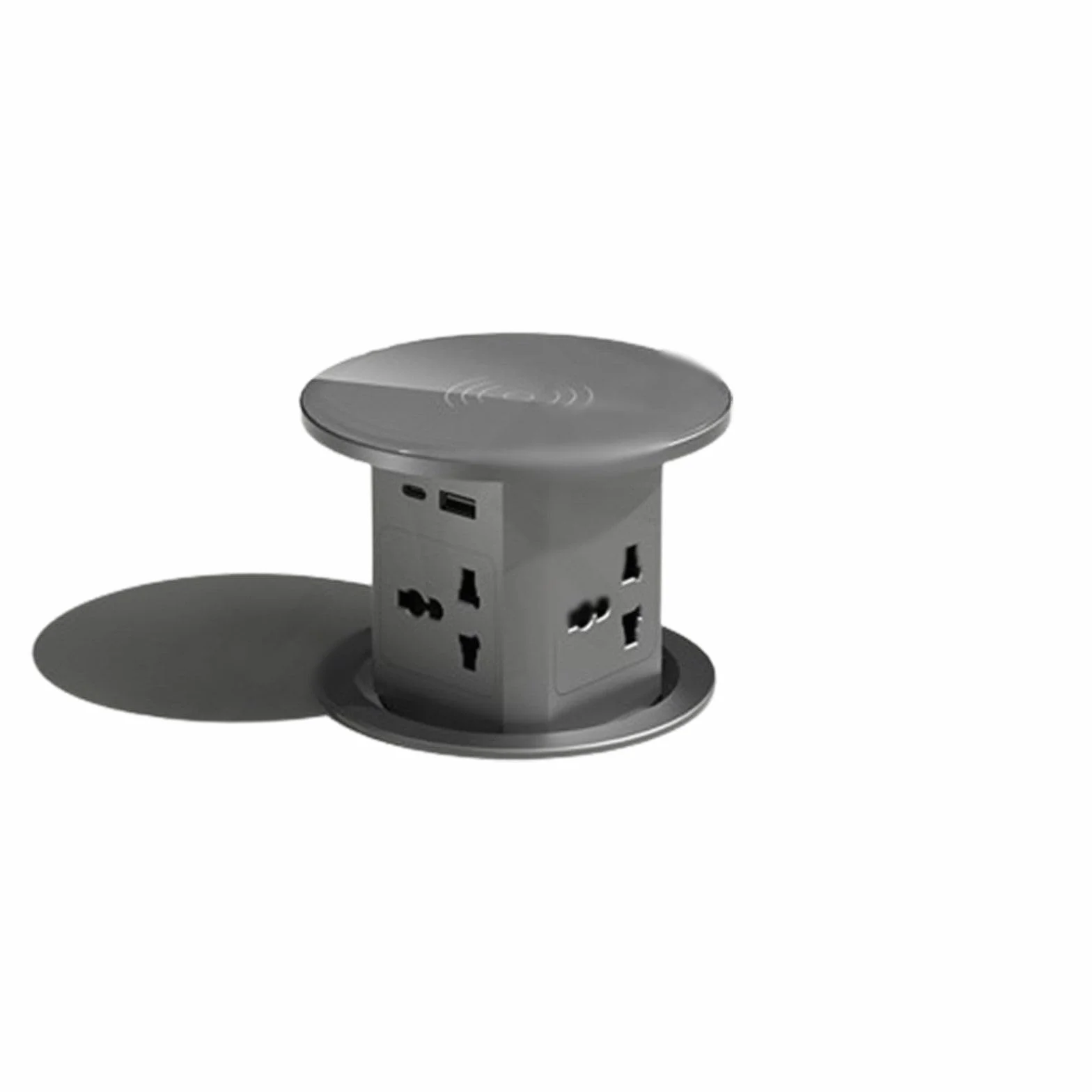 Listwy zasilające Gniazdo do podnoszenia, Wbudowane pionowe gniazdo wielofunkcyjne ładowania bezprzewodowego, Inteligentne z tłumieniem hydraulicznym(Gray,Charging)