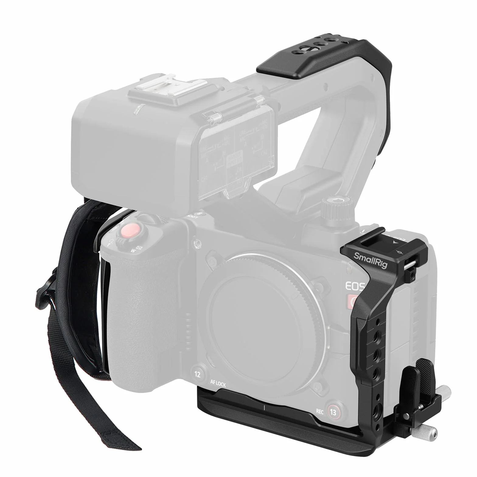 SMALLRIG Zestaw Cage do Canon C50 z przedłużeniem uchwytu XLR, klatką kamerową z mocowaniem na zimną stopkę, zaciskiem kablowym do HDMI, wbudowaną płytką szybkiego montażu do Arca - 5657