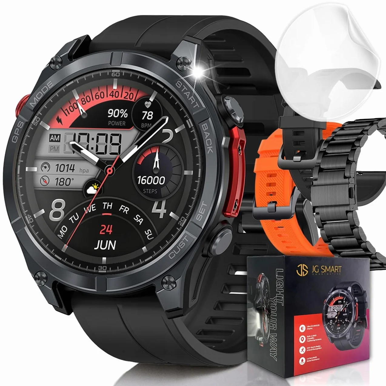 SMARTWATCH MĘSKI GPS PŁYWANIE WODOODPORNY 5 ATM SEN puls ROZMOWY + 3PASKI