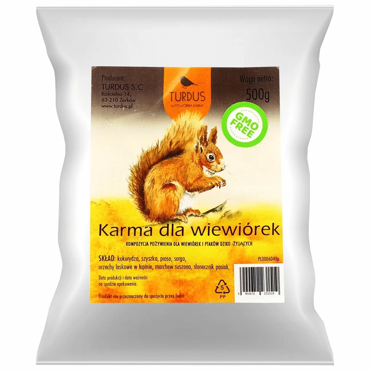 KARMA POKARM ZIARNO MIESZANKA ZBÓŻ ZIAREN DLA WIEWIÓREK NA 4 PORY ROKU 500G