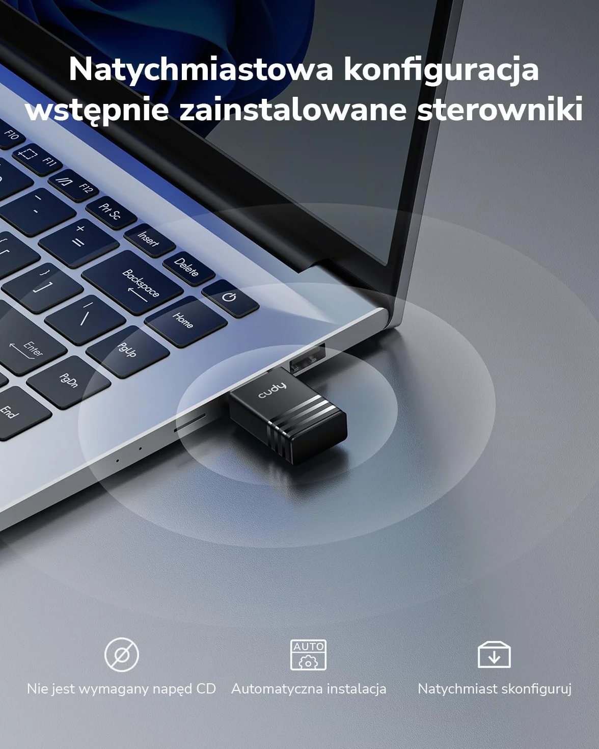 Cudy AX900 WiFi 6 adapter USB WU900, dwuzakresowy bezprzewodowy klucz sprzętowy 600 Mb/s + 286 Mb/s, kompaktowa konstrukcja nano, gry o niskim opóźnieniu, MU-MIMO, OFDMA, Windows 7/10/11, kompatybilny