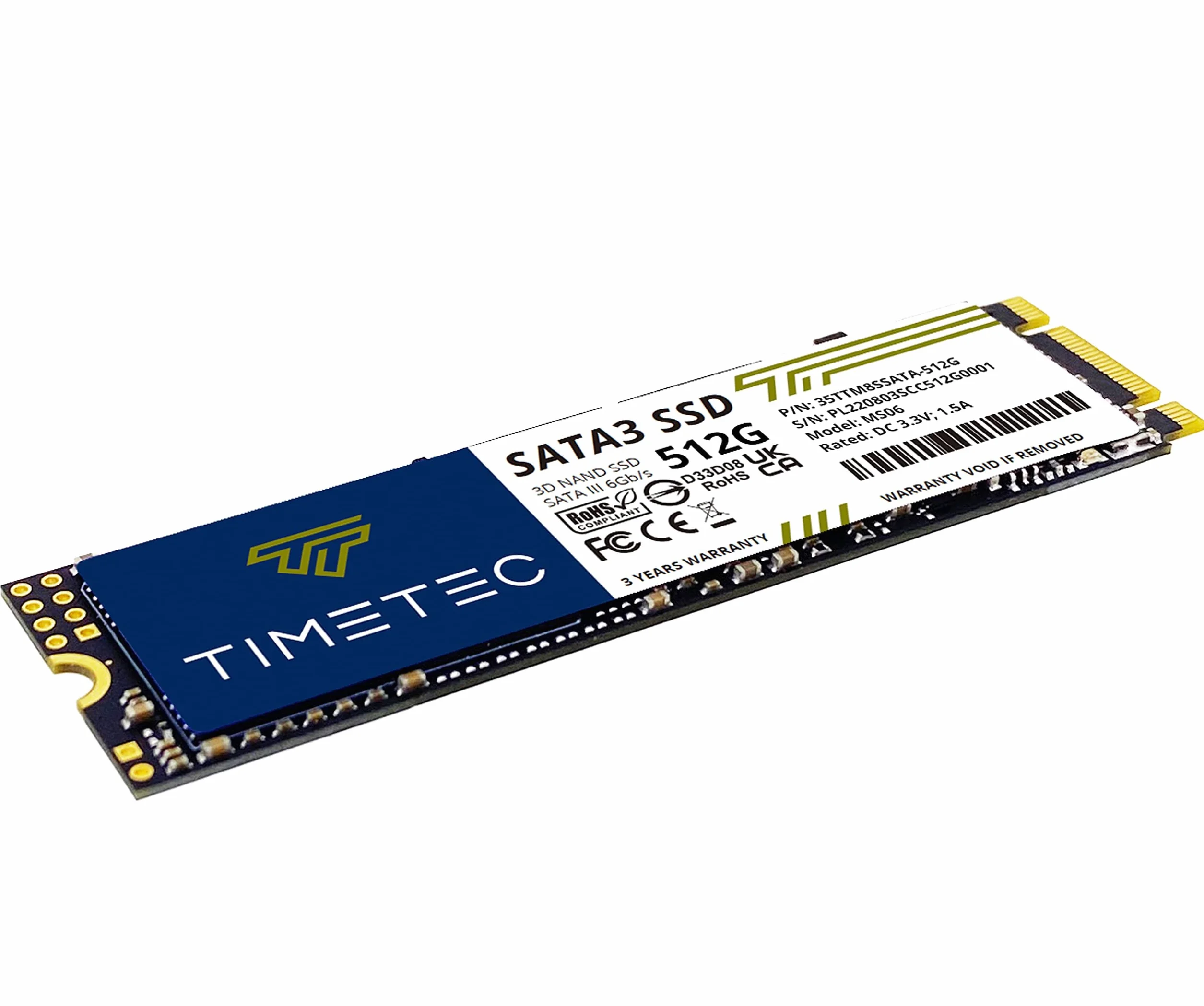 Timetec Dysk SSD 3D NAND TLC SATA III 6 Gb/s M.2 2280 NGFF 64TBW Read Speed Up do 500 MB/s SLC Cache Performance Boost Internal Solid State Drive (1TB Kit (2 x 512 GB))