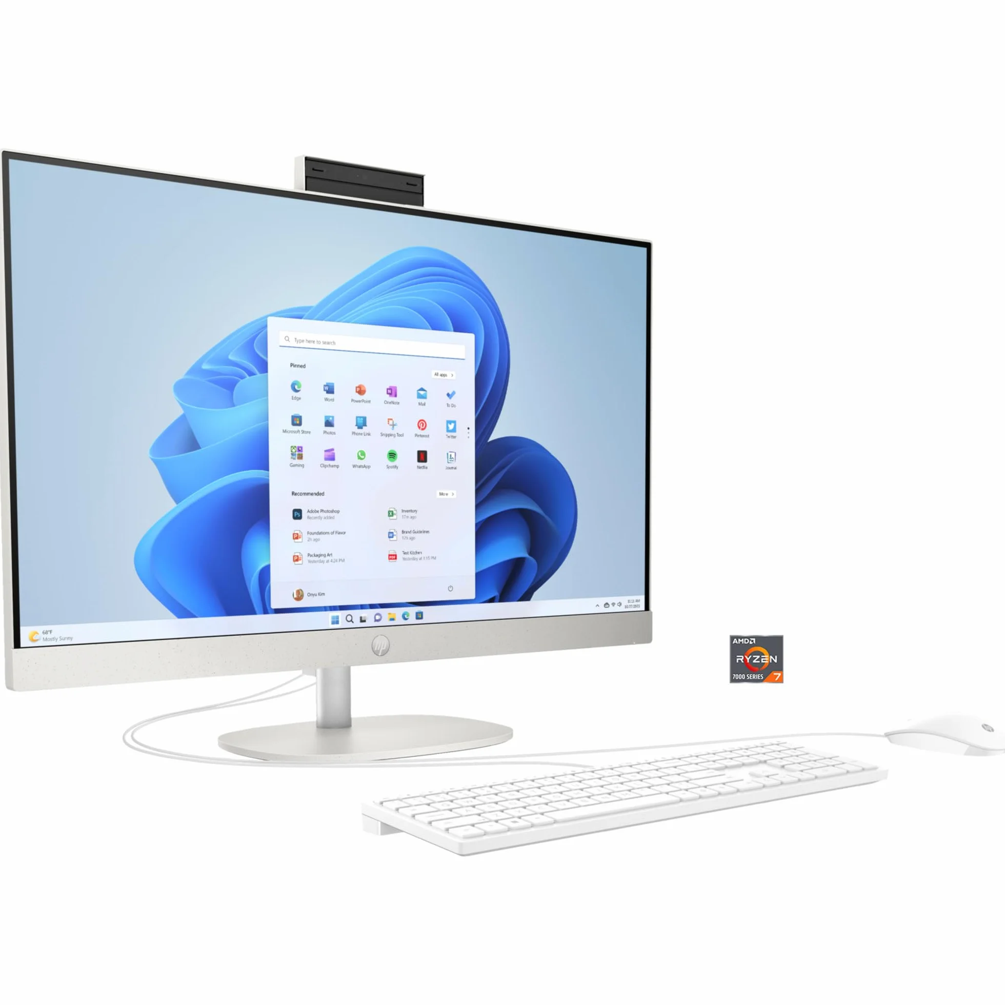 HP Komputer stacjonarny All-in-One | 27" wyświetlacz FHD | AMD Ryzen 3 7320U | 8 GB DDR5 RAM | 512 GB SSD | karta graficzna AMD Radeon | Windows 11 Home | biały