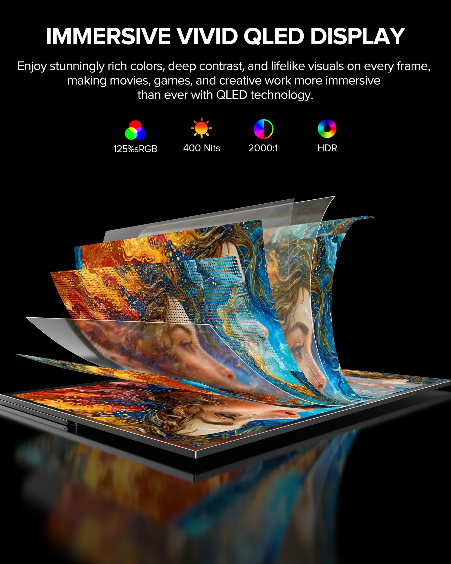 UPERFECT 23,8" 120 Hz QLED ekran dotykowy przenośny monitor gamingowy FHD 1080P 125% sRGB, duży wyświetlacz ze zintegrowanym uchwytem 180°, USB-C HDMI, do laptopa/komputera/konsoli do gier/mini PC