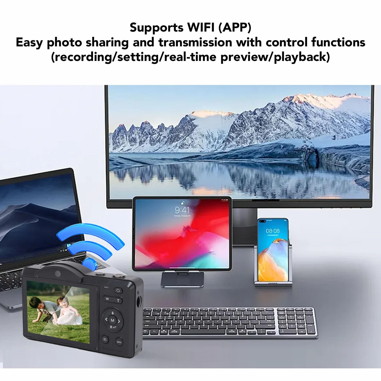 Bewinner Aparat Cyfrowy 4K do Fotografii, Aparat Vlogging 75MP z 2,8 -calowym Ekranem Dotykowym, 16x Cyfrowy Zoom, Kamery Wi -Fi Autofocus z lampą błyskową do Portretu Krajobrazu Podróży (64GB)