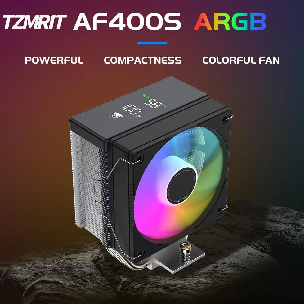 TZMRIT AF400S DGT ARGB CPU Cooler with Temperature Display, for Intel LGA 1700/1200/115X/1851, for AMD AM4/AM5 (DIGITAL)