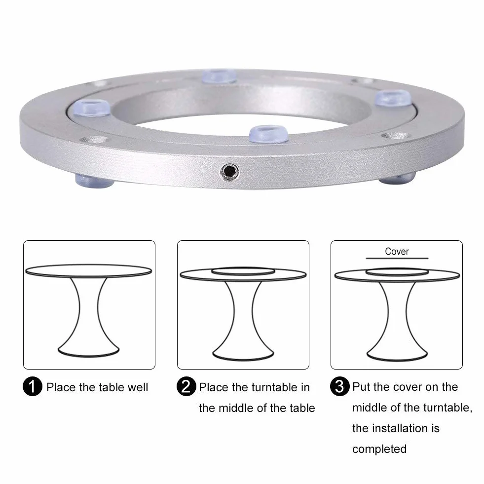Yosoo Heavy Duty Aluminium Legierung Rotierende Lager Turntable Runde Speisetisch Smooth Swivel Plate (Abmessung : 8inch)