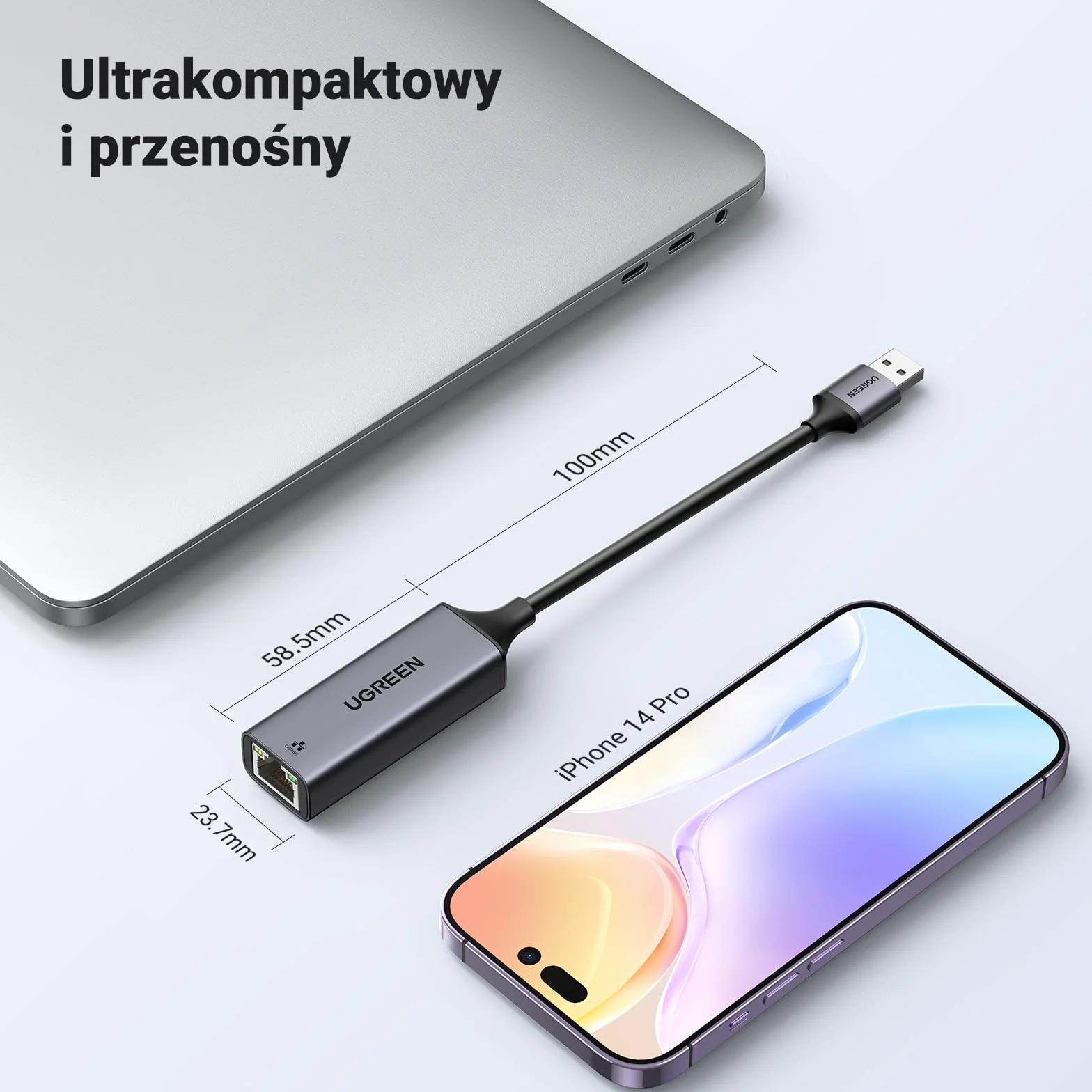 UGREEN Karta Sieciowa USB 3.0 Karta Lan RJ45 1000 Mbps Zgodna z Mac OS Windows 10 8 7 Linux PC Laptop Switch Xiaomi MiBox itp.（Czarny）