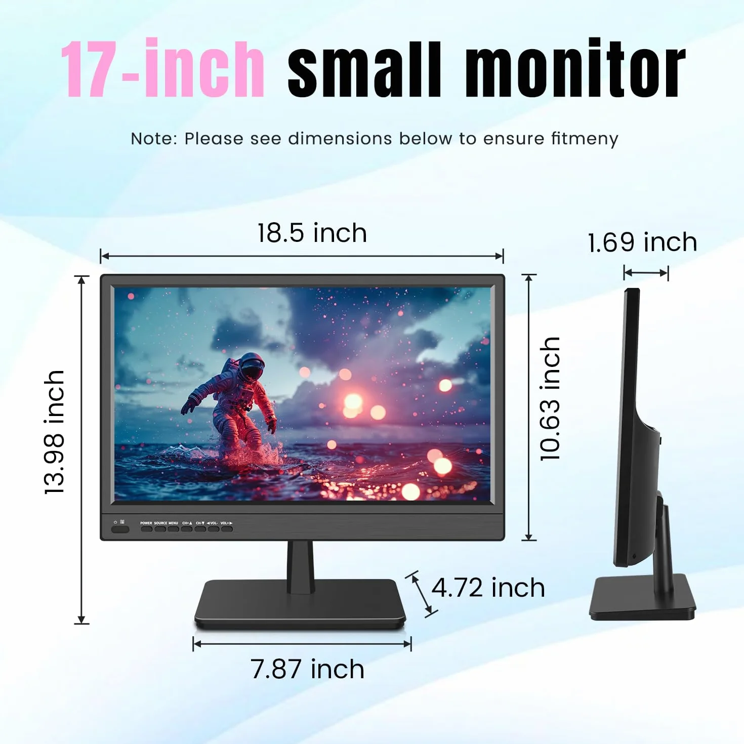 KCR 17-calowy monitor LED FHD 1920 * 1080 | Wejście HDMI VGA, wbudowane głośniki, częstotliwość odświeżania 75 Hz, czas reakcji 5 ms