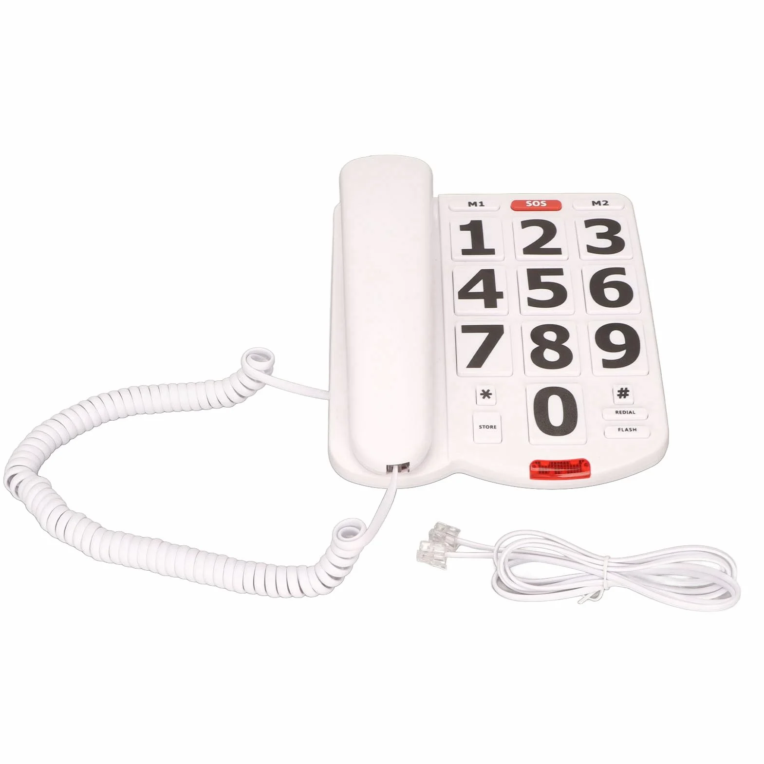 Telefon Stacjonarny Dla Seniorów, Duża Regulacja Głośności, 3 Klawisze Rodzinne, Szybkie Ponowne Wybieranie Numeru Telefon Przewodowy Z Dużym Klawiszem