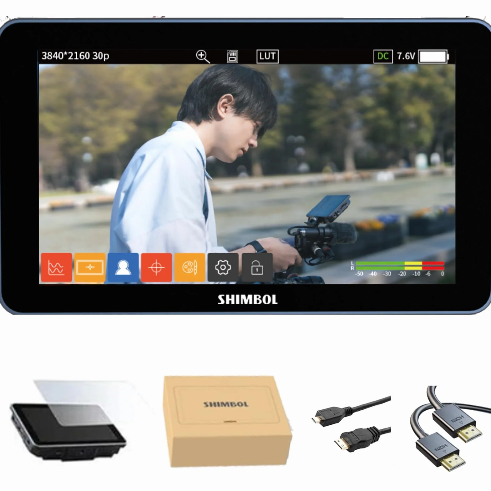 SHIMBOL M5 5,5-calowy monitor do kamery, HDR/1200Nit 4K 30 HDMI wejście/wyjście pełny ekran dotykowy sterowanie 3D Lut 1920 * 1080 typ C profesjonalny monitor na kamerze.