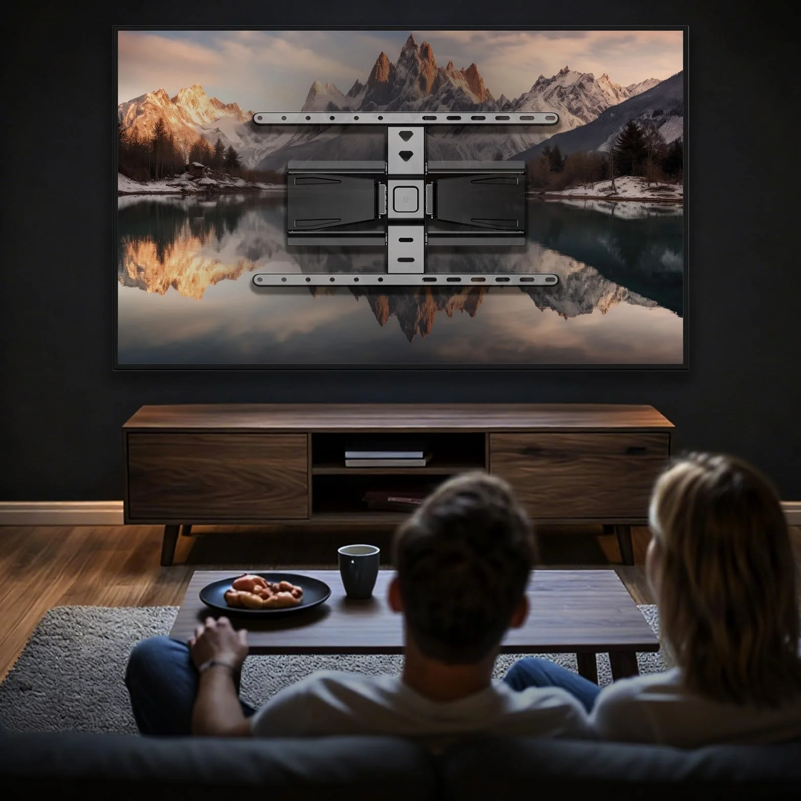 PUTORSEN Ultracienki uchwyt ścienny do telewizora, 1,96 cm cienki niskoprofilowy uchwyt Full Motion do większości telewizorów 43–90 cali, maks. VESA 600x400 mm, udźwig do 49,9 kg, pasuje do słupków